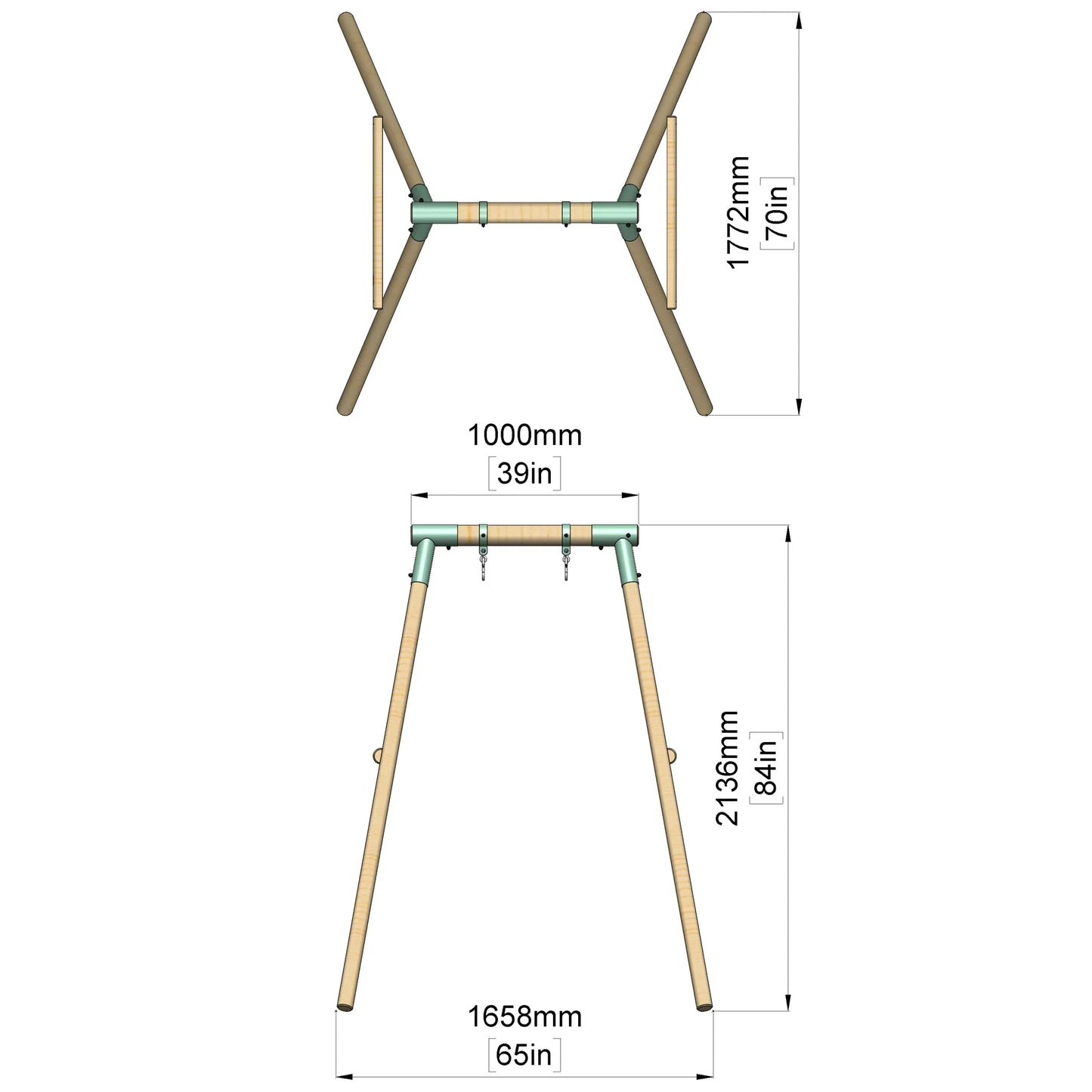 Single Wooden Swing - Evergreen I