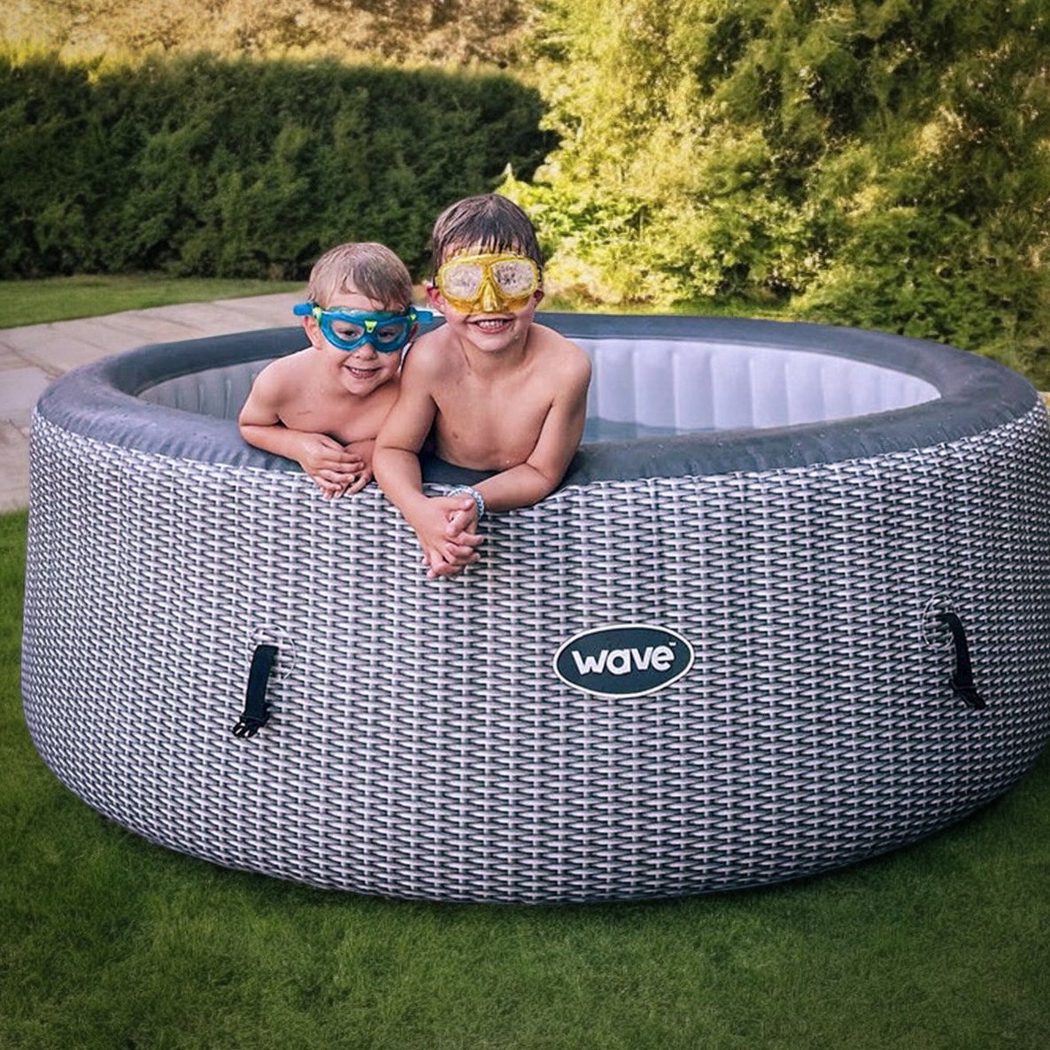 Wave Atlantic 6 Person Inflatable Hot Tub Spa - Grey Rattan - Hot Tub Shop