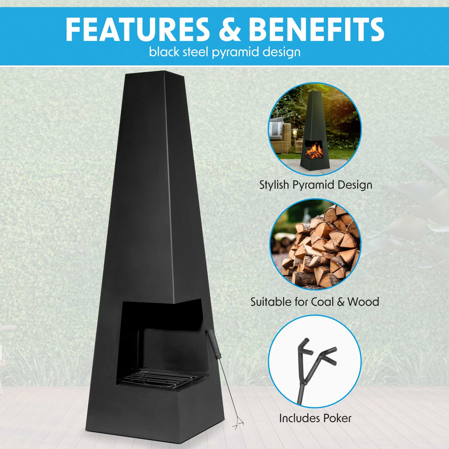 Pyramid Chiminea - Black Steel
