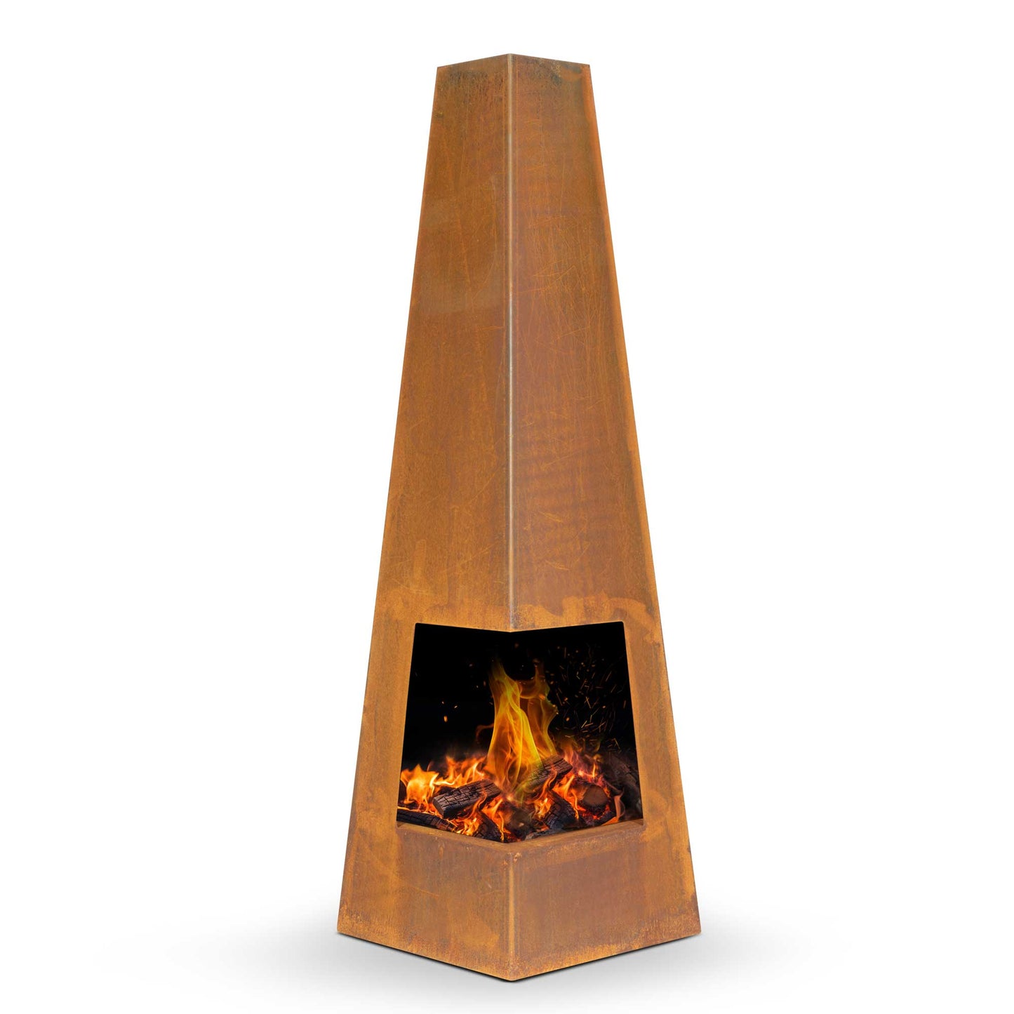 Pyramid Chiminea - Corten Steel