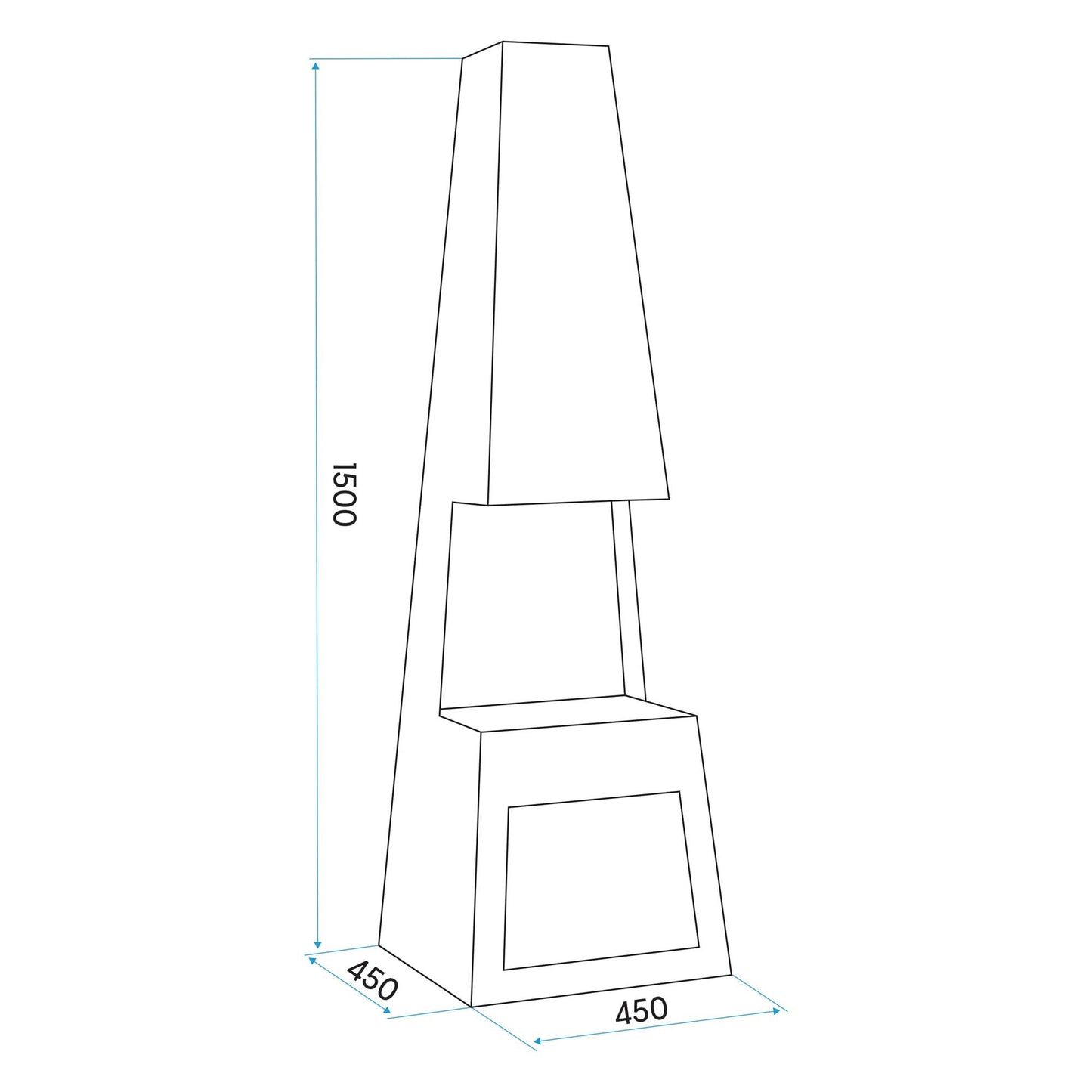Pyramid Chiminea With Wood Storage - Corten Steel
