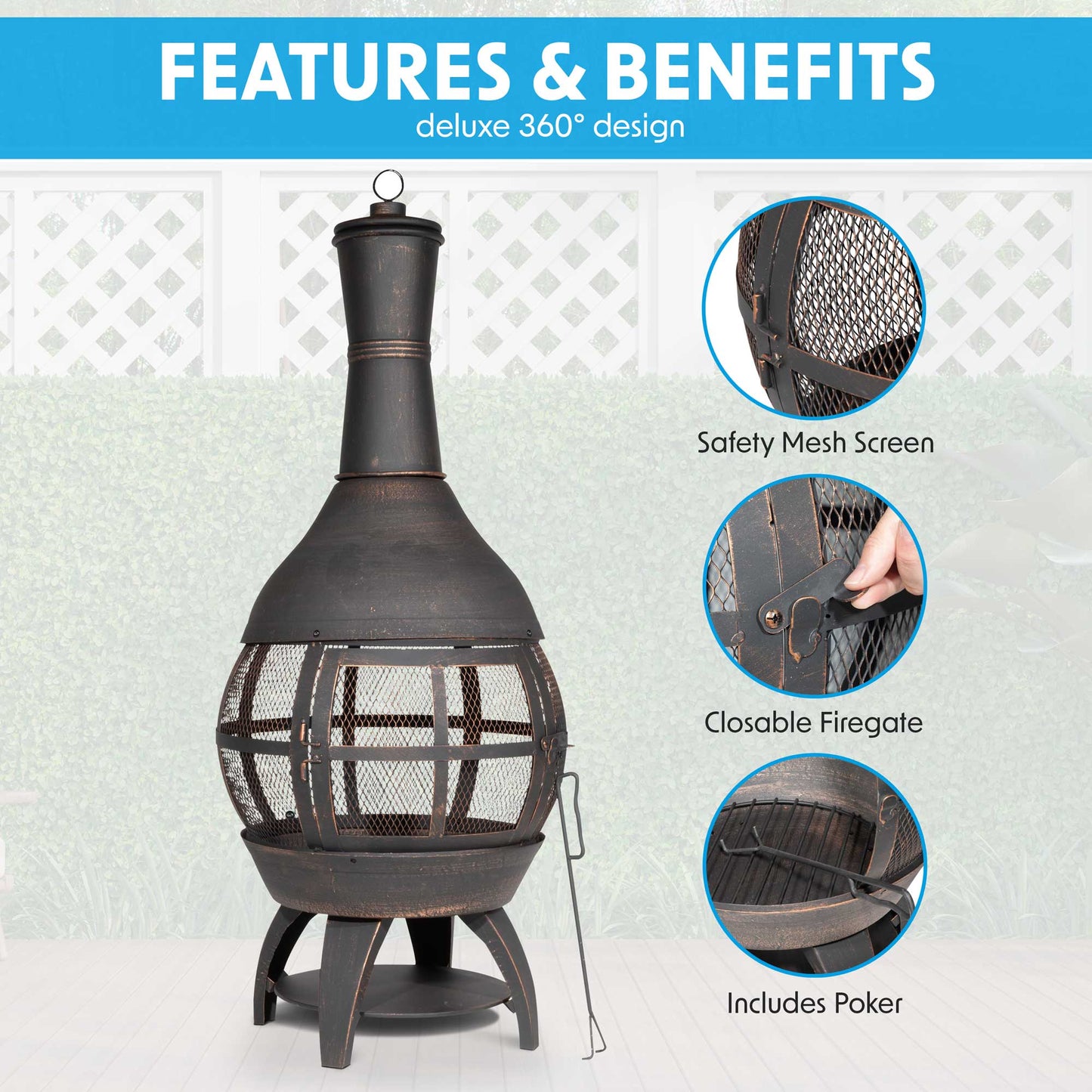 Deluxe 360° Chiminea - Antique Bronze