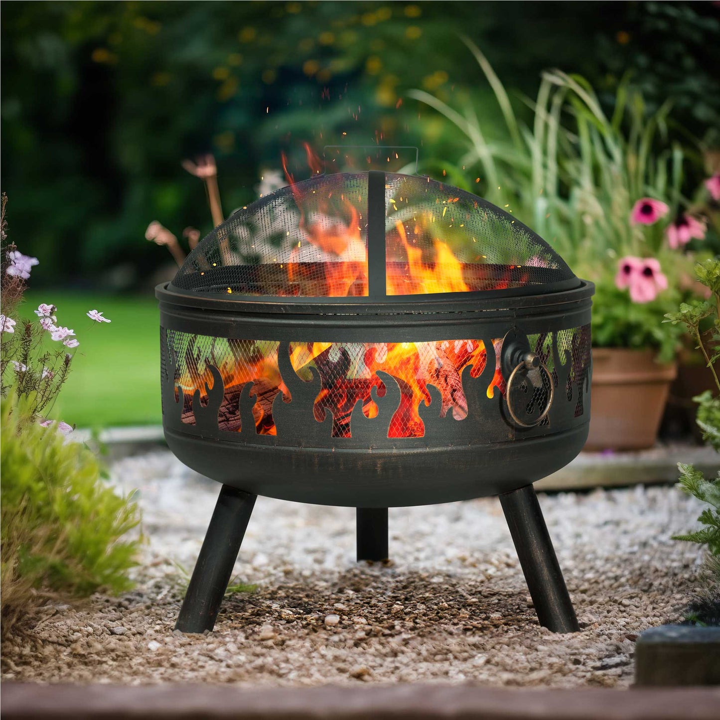 Deluxe Fire Pit With Cooking Grill