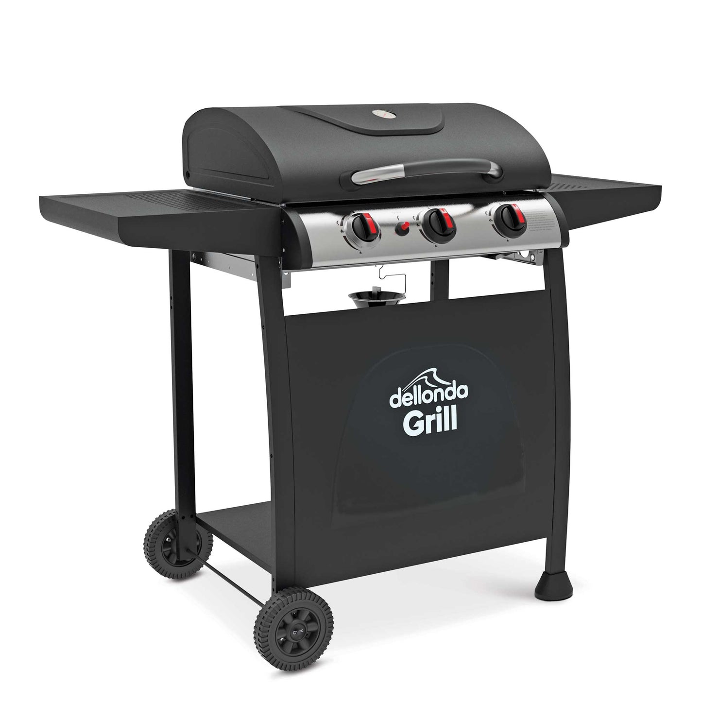 Dellonda 3 Burner Gas BBQ - Black & Stainless Steel