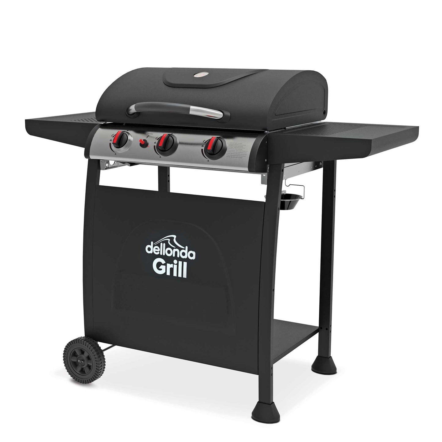 Dellonda 3 Burner Gas BBQ With Cover - Black & Stainless Steel