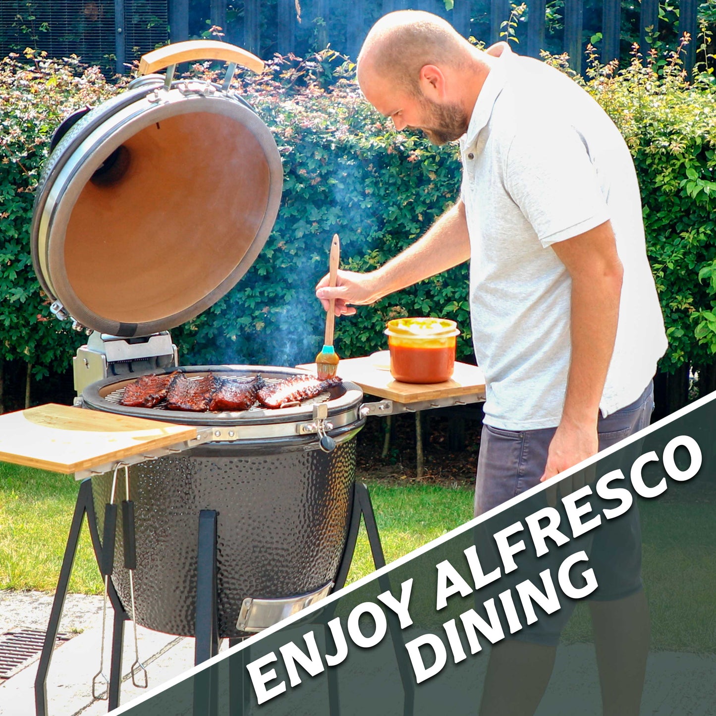 Dellonda Deluxe Kamado BBQ Grill, Oven & Smoker With Stand