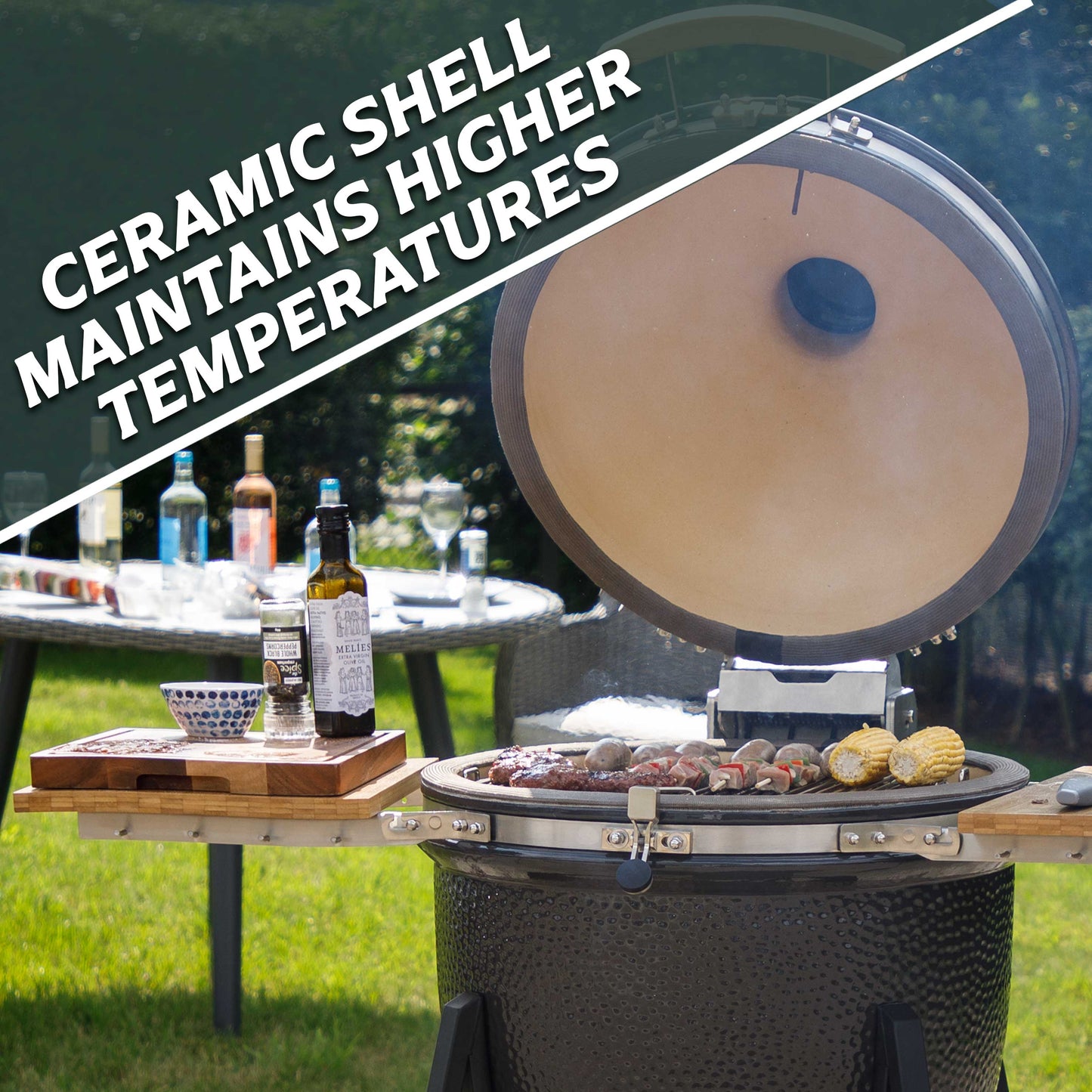 Dellonda Deluxe Kamado BBQ Grill, Oven & Smoker With Stand