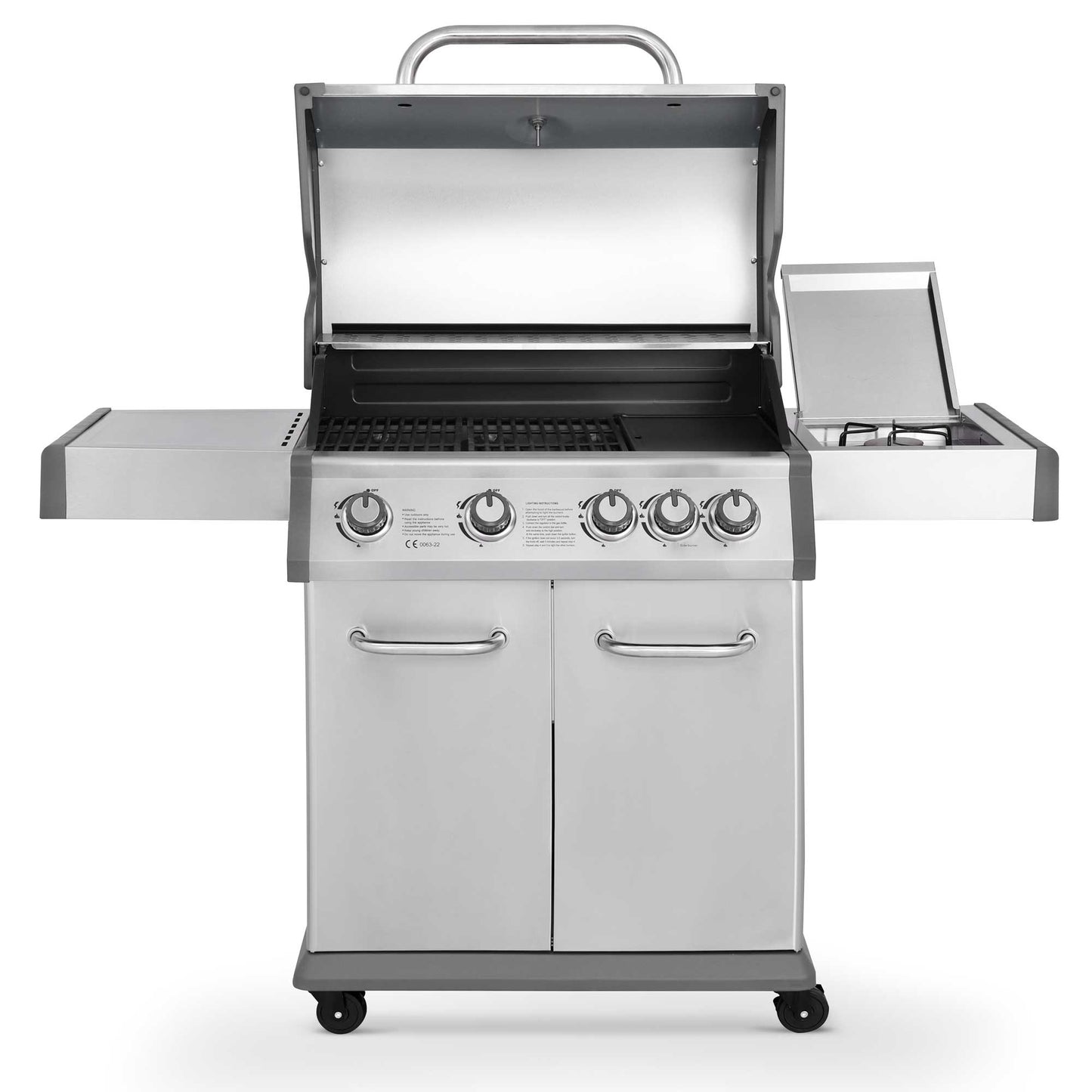Dellonda 4+1 Burner Deluxe Gas BBQ With Cover - Stainless Steel