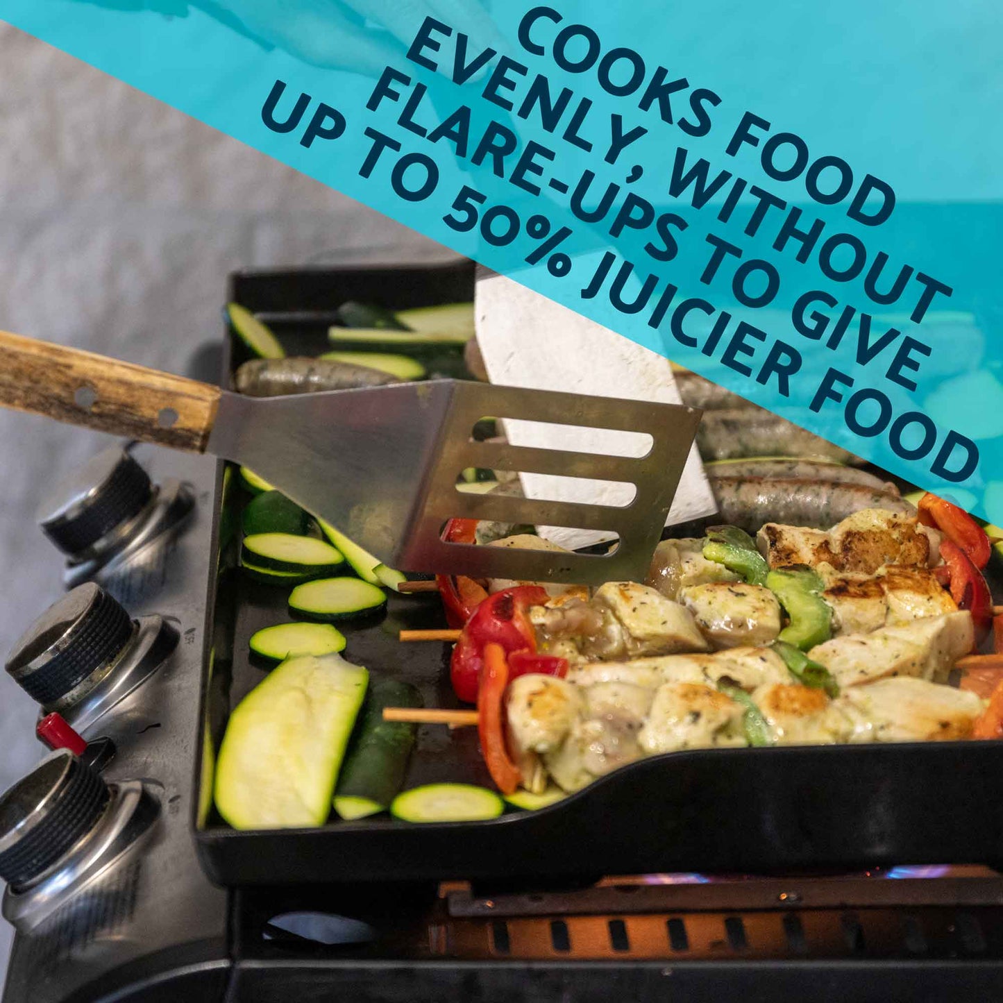 Dellonda 3 Burner Portable Gas Plancha Griddle - Black & Stainless Steel