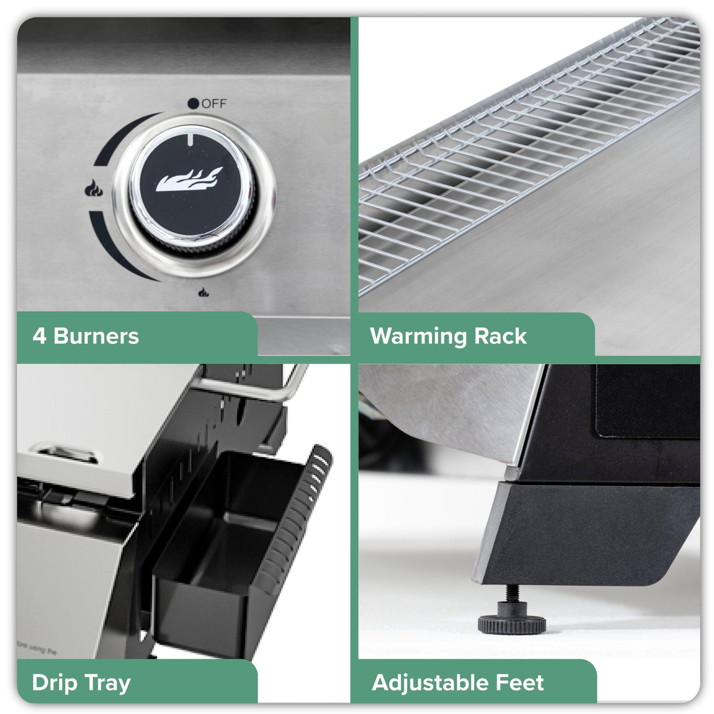Dellonda 4 Burner Portable Gas Plancha Griddle - Stainless Steel