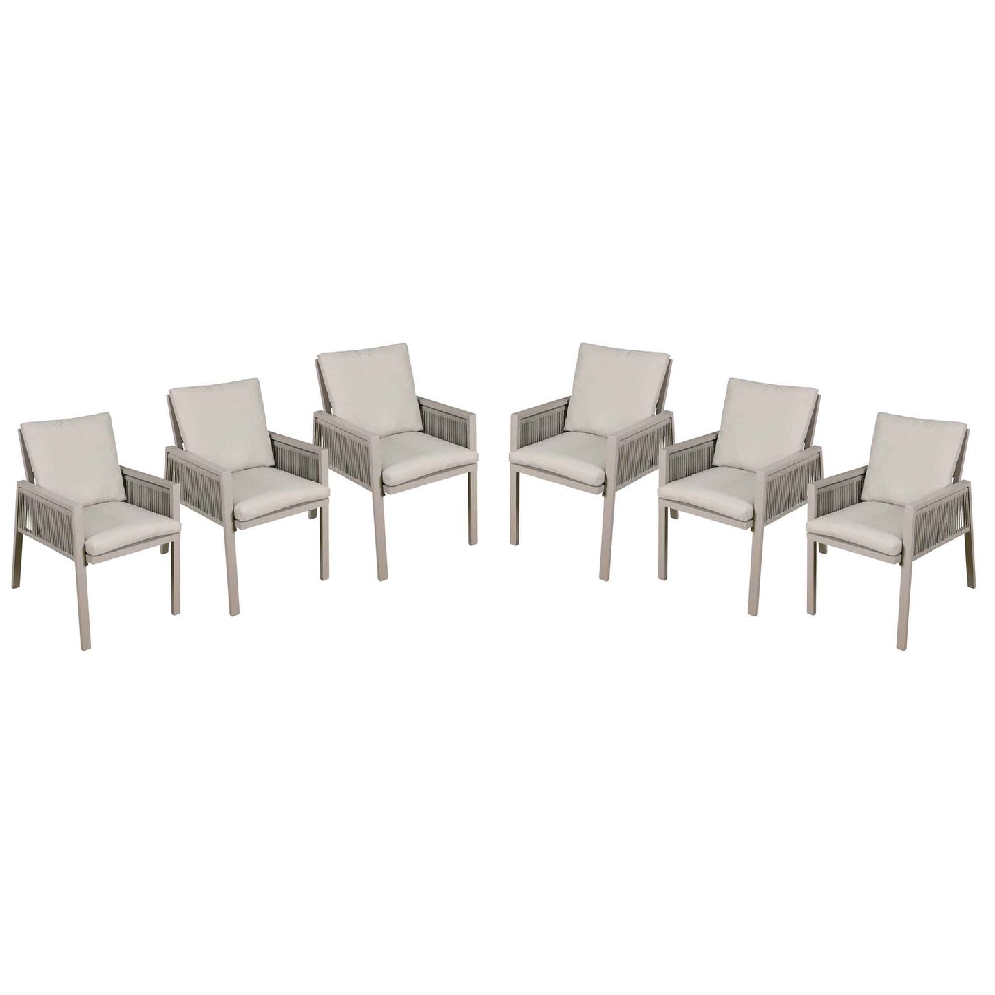Dellonda Fusion Aluminium Outdoor Dining Chairs With Arms - Set of 6