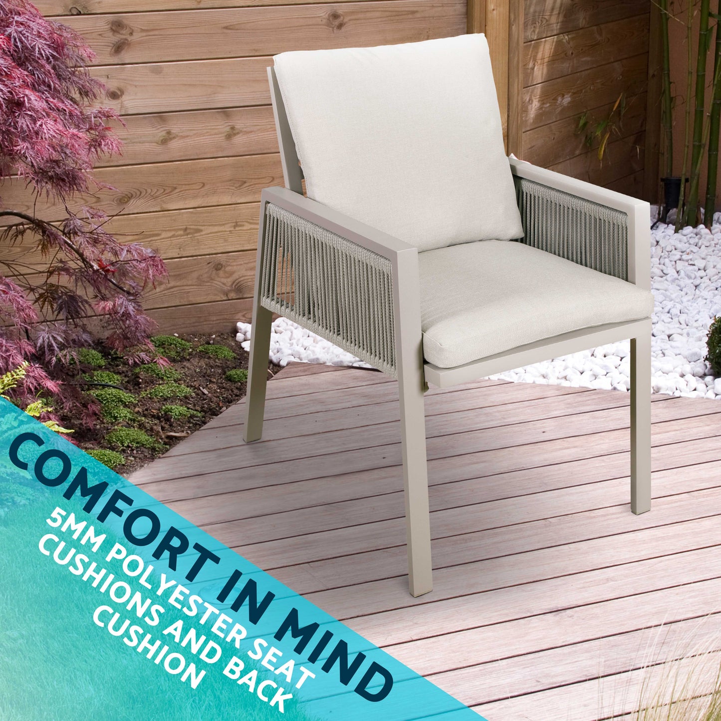 Dellonda Fusion Aluminium Outdoor Dining Chairs With Arms - Set of 6