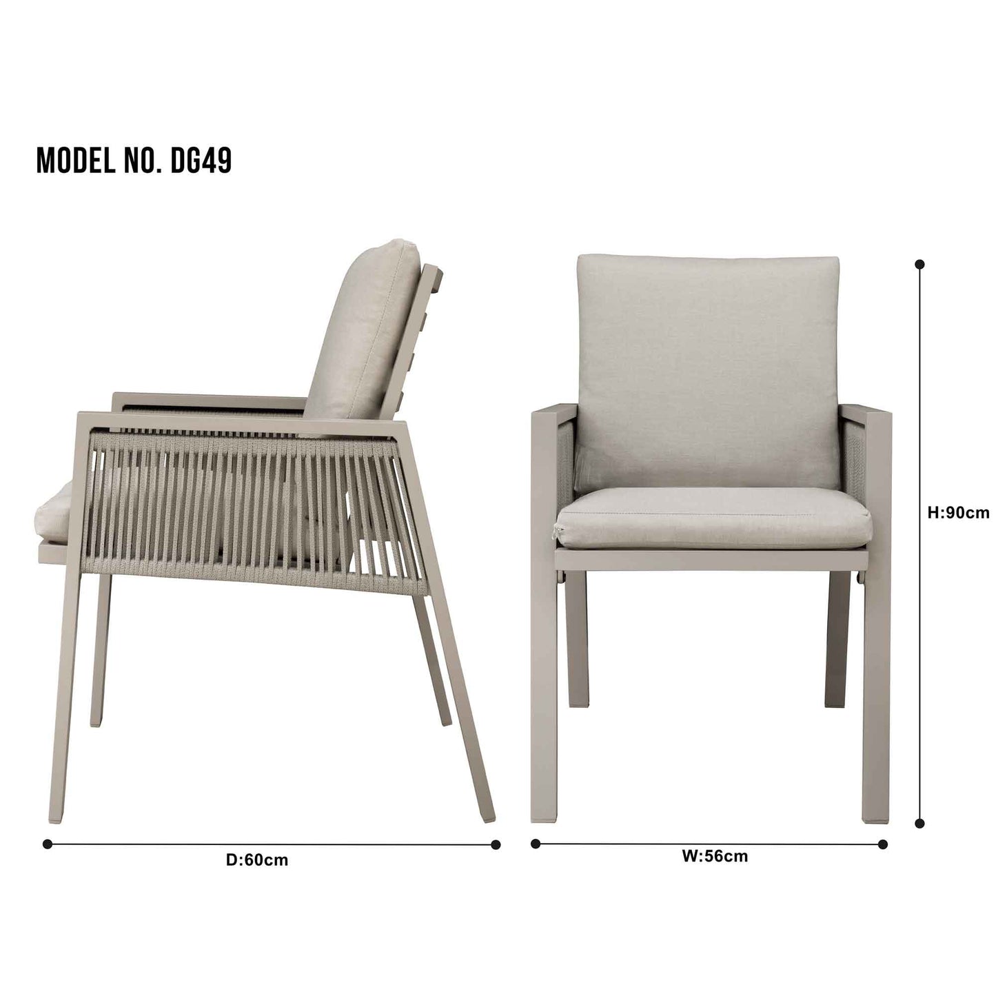 Dellonda Fusion Aluminium Outdoor Dining Chairs With Arms - Set of 4