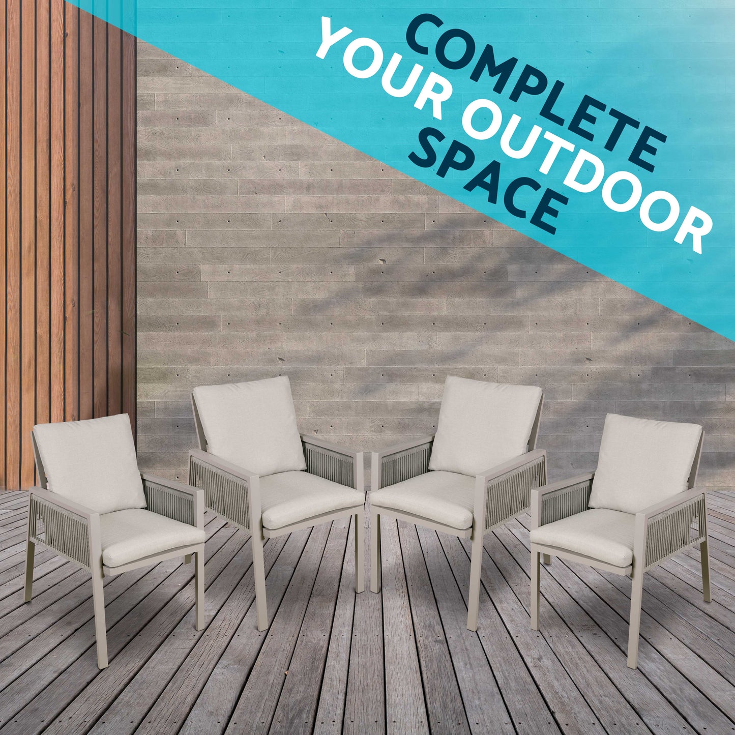 Dellonda Fusion Aluminium Outdoor Dining Chairs With Arms - Set of 4