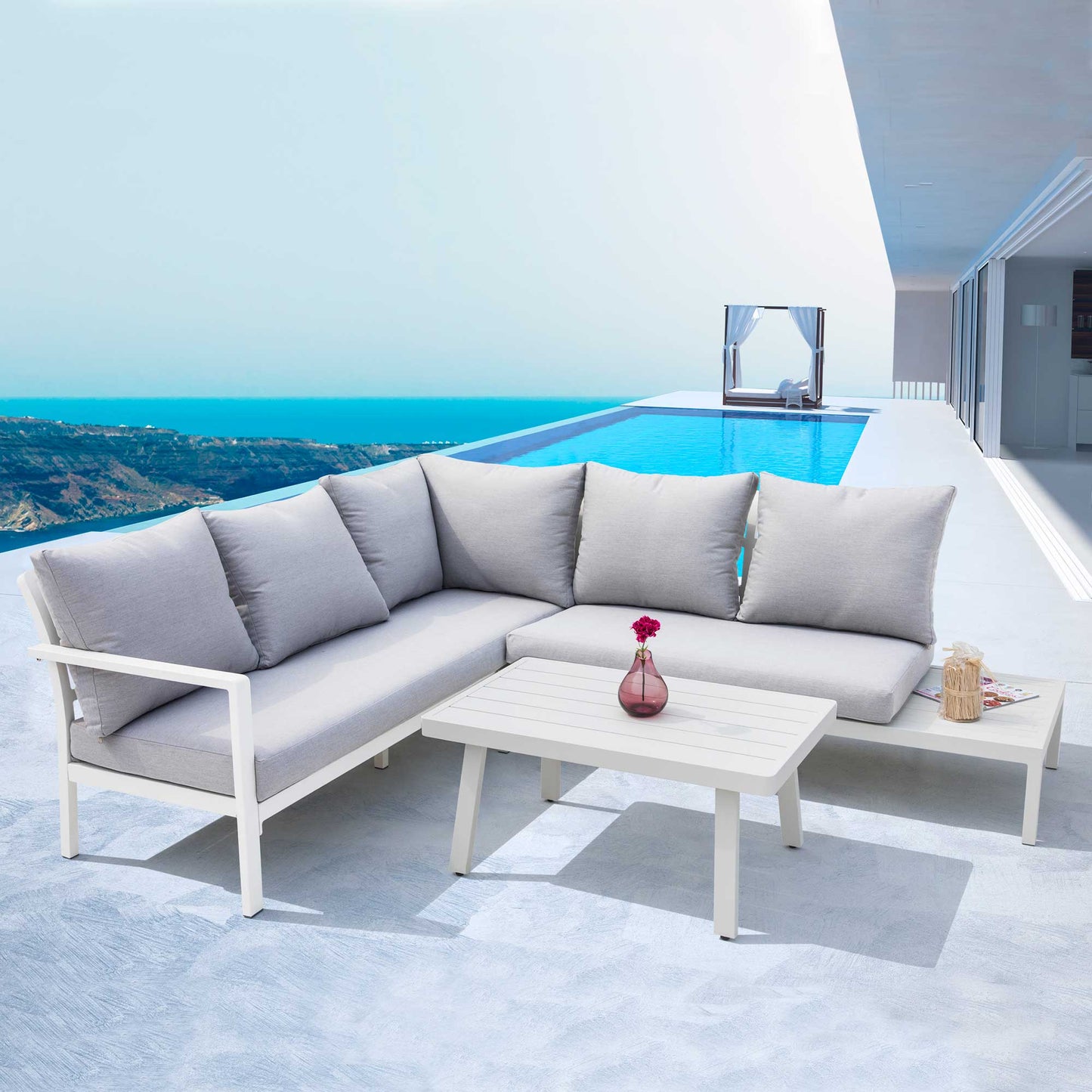 Dellonda Kyoto 5 Seater Aluminium Outdoor Corner Sofa Set