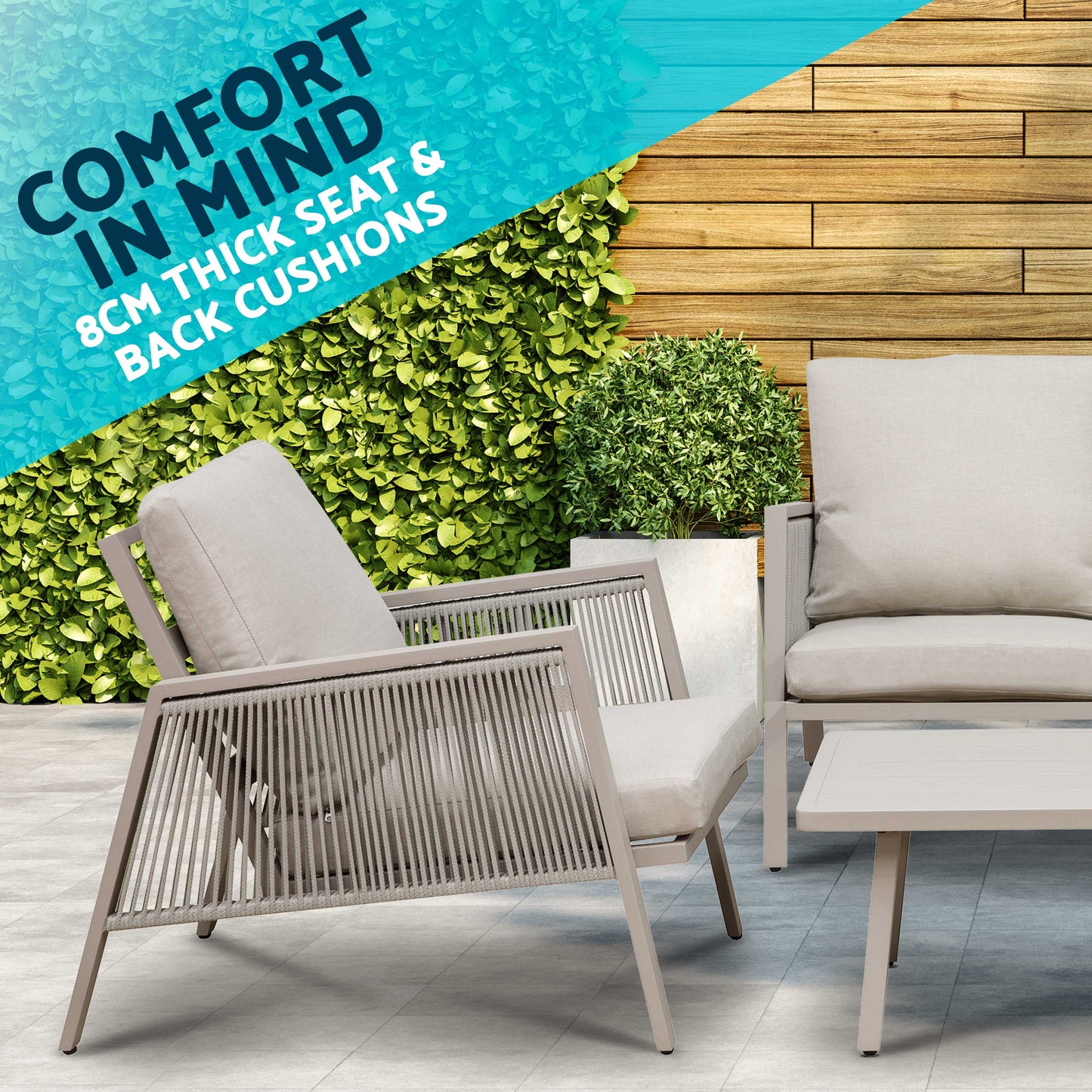 Dellonda Fusion 4 Seater Aluminium Outdoor Lounge Set