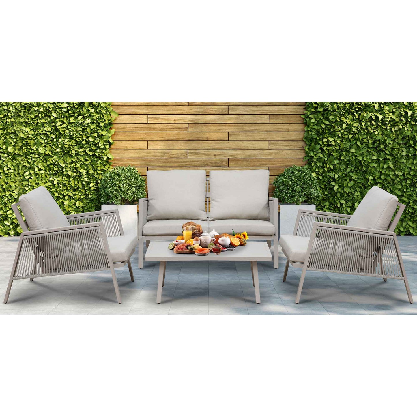 Dellonda Fusion 4 Seater Aluminium Outdoor Lounge Set