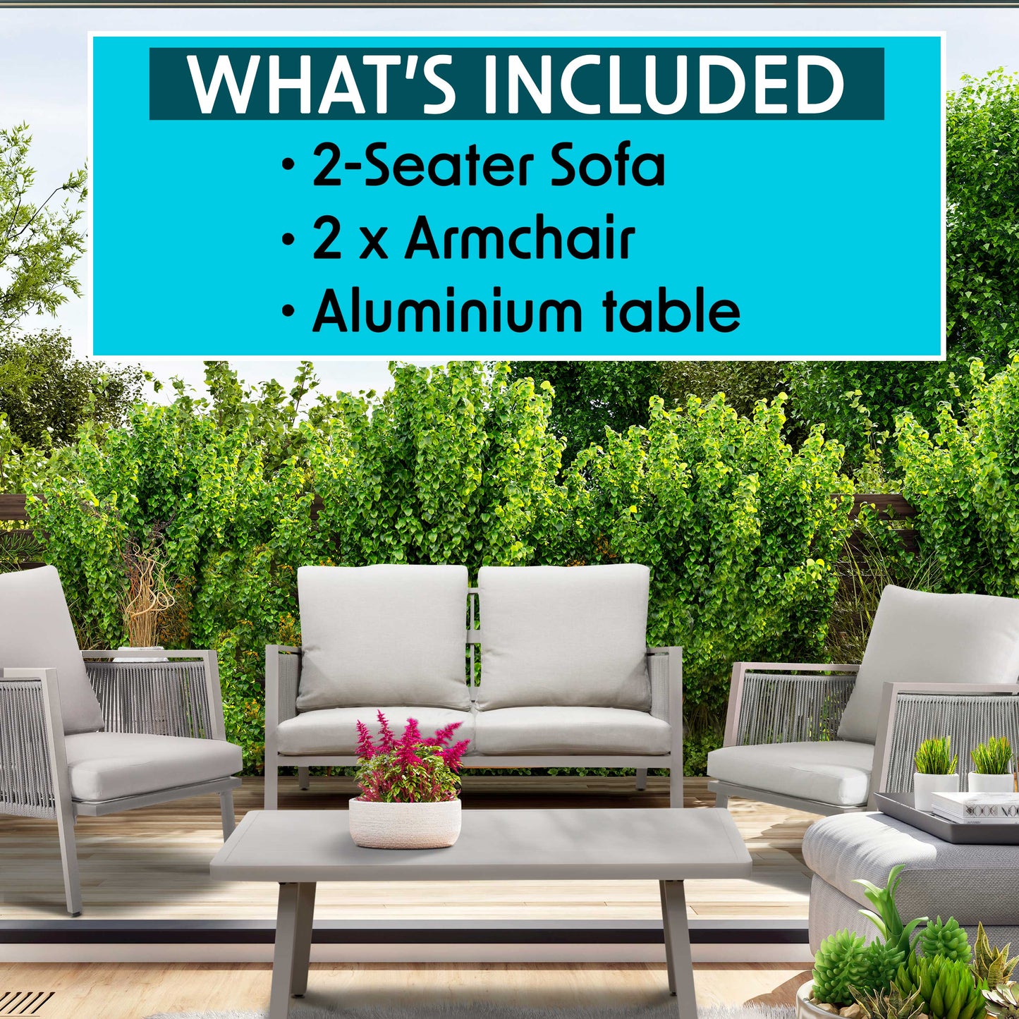 Dellonda Fusion 4 Seater Aluminium Outdoor Lounge Set