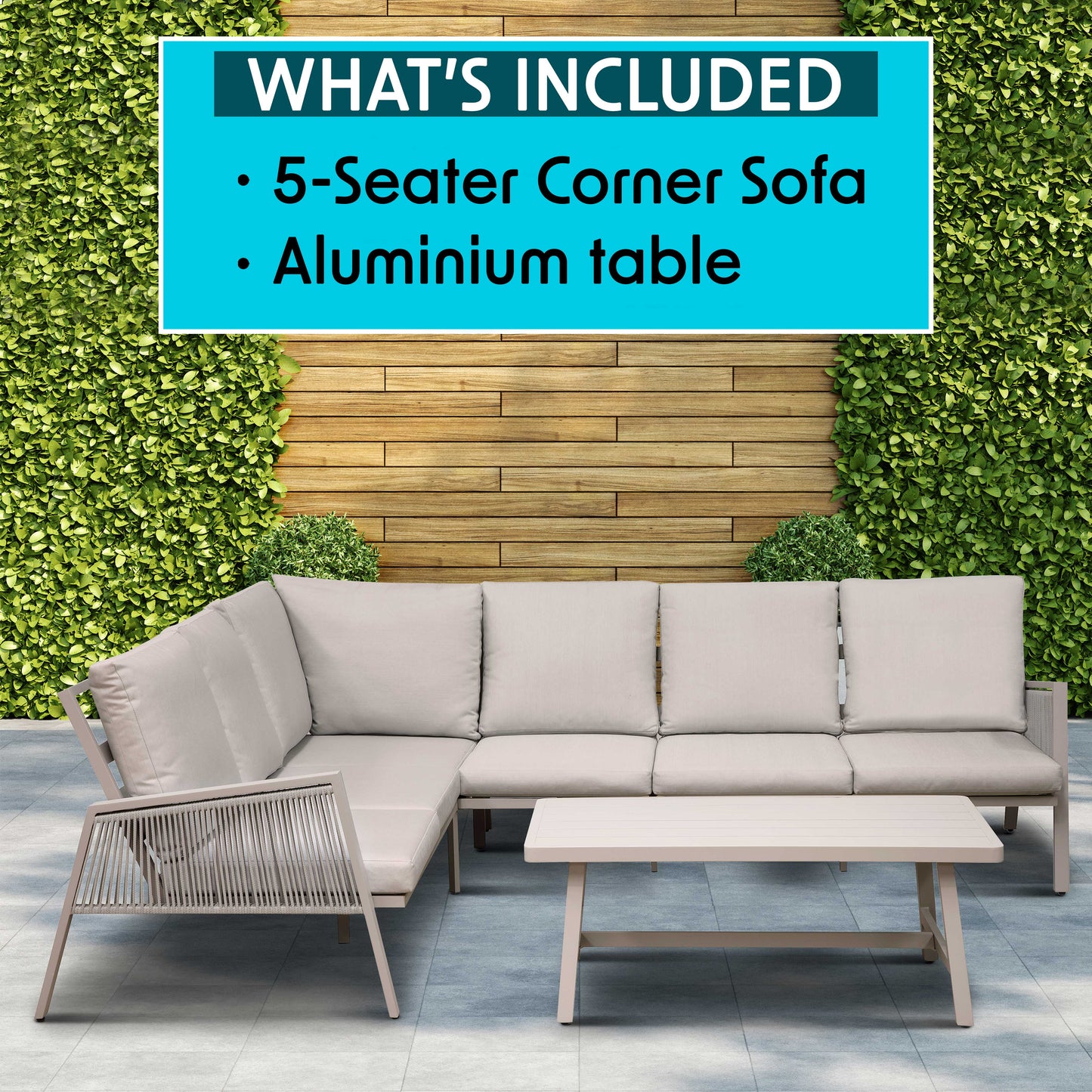 Dellonda Fusion 5 Seater Aluminium Outdoor Corner Sofa Set