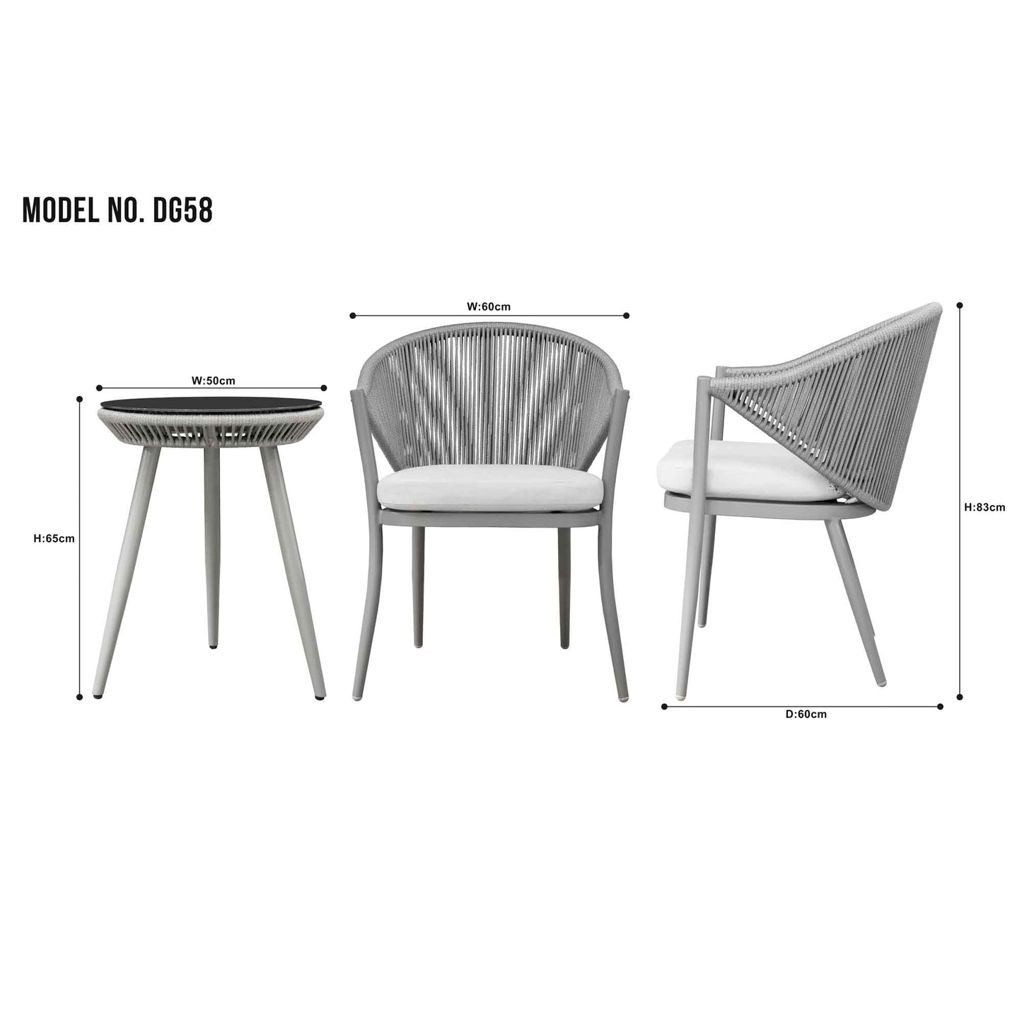 Dellonda Echo 2 Seater Aluminium Outdoor Bistro Set
