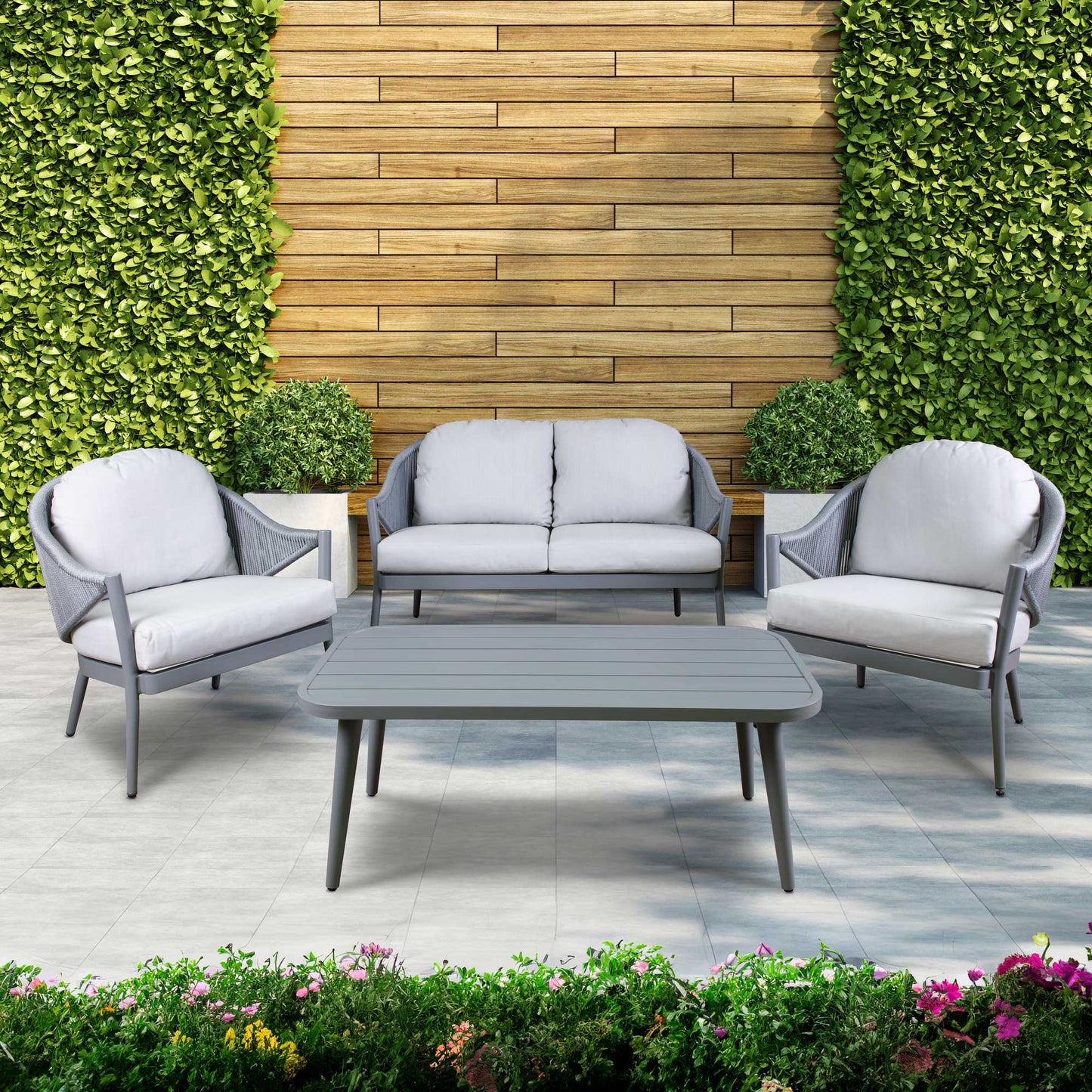 Dellonda Echo 4 Seater Aluminium Outdoor Lounge Set
