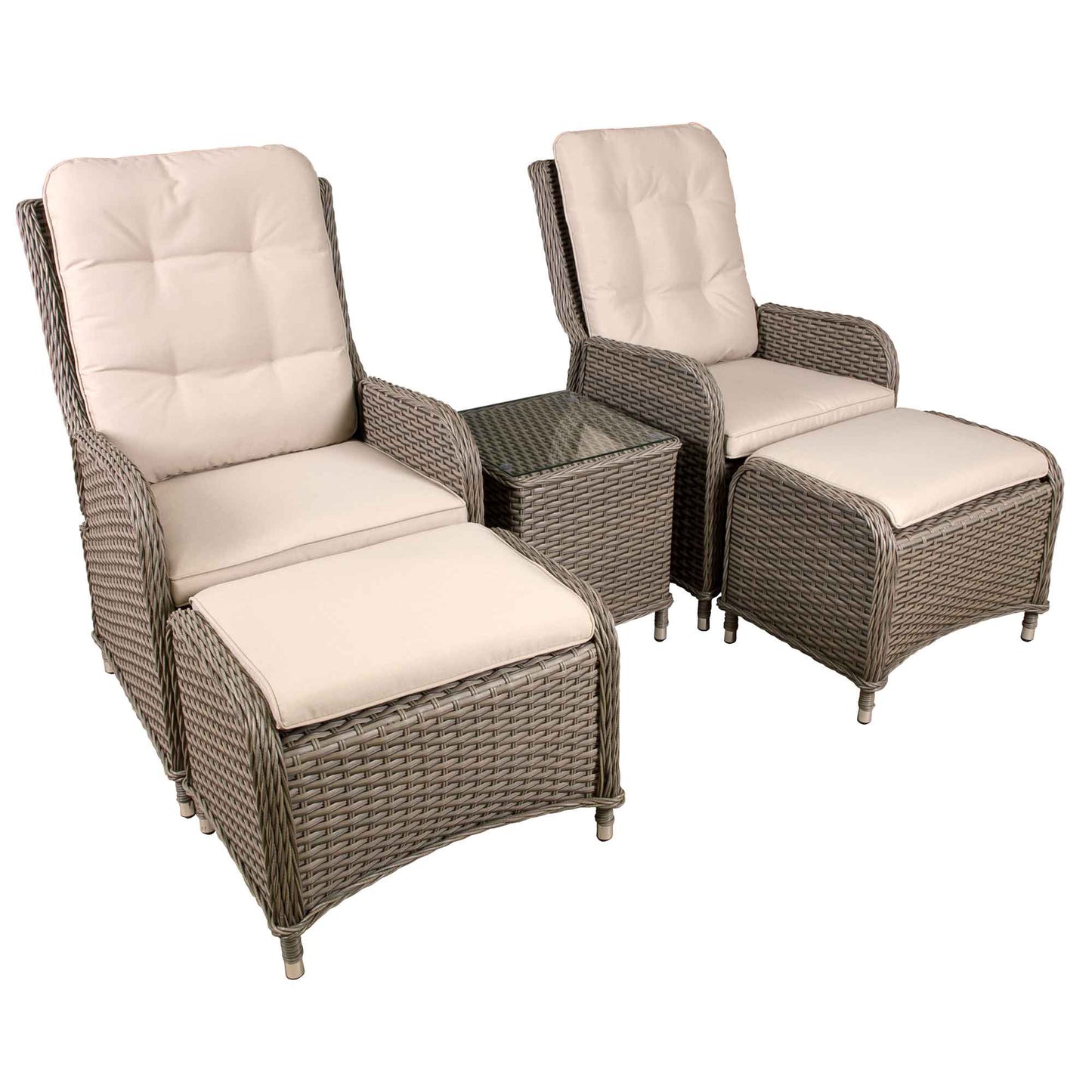 Dellonda Chester Rattan Outdoor Recliner Lounge Set