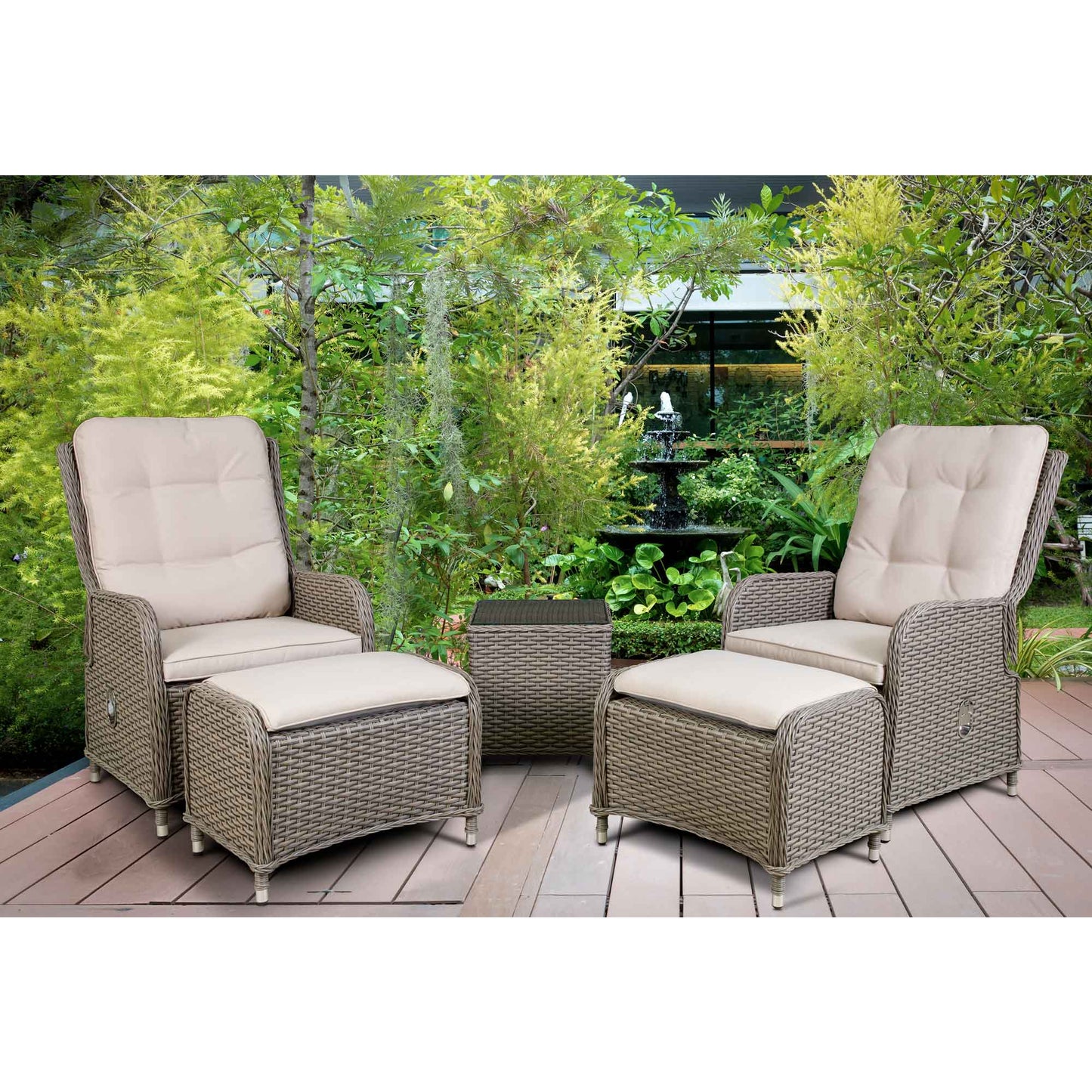 Dellonda Chester Rattan Outdoor Recliner Lounge Set