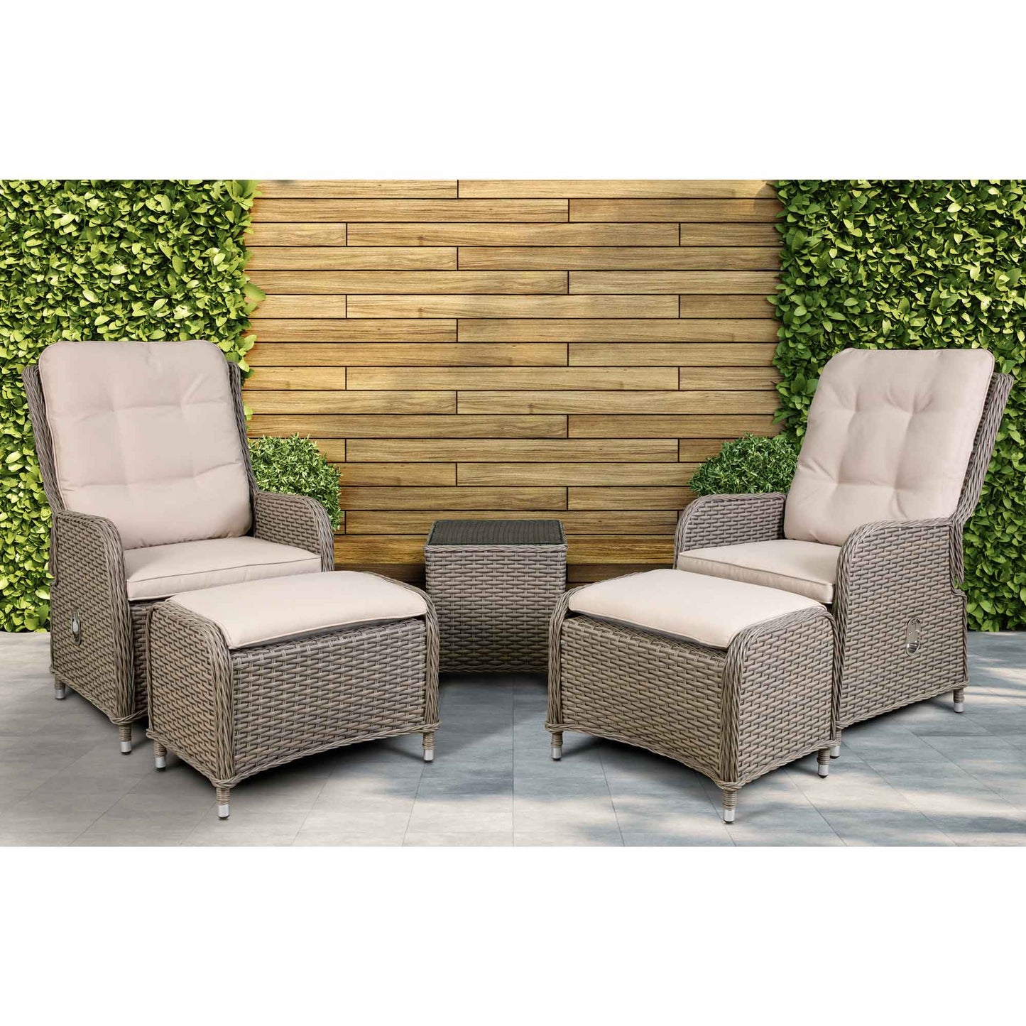 Dellonda Chester Rattan Outdoor Recliner Lounge Set
