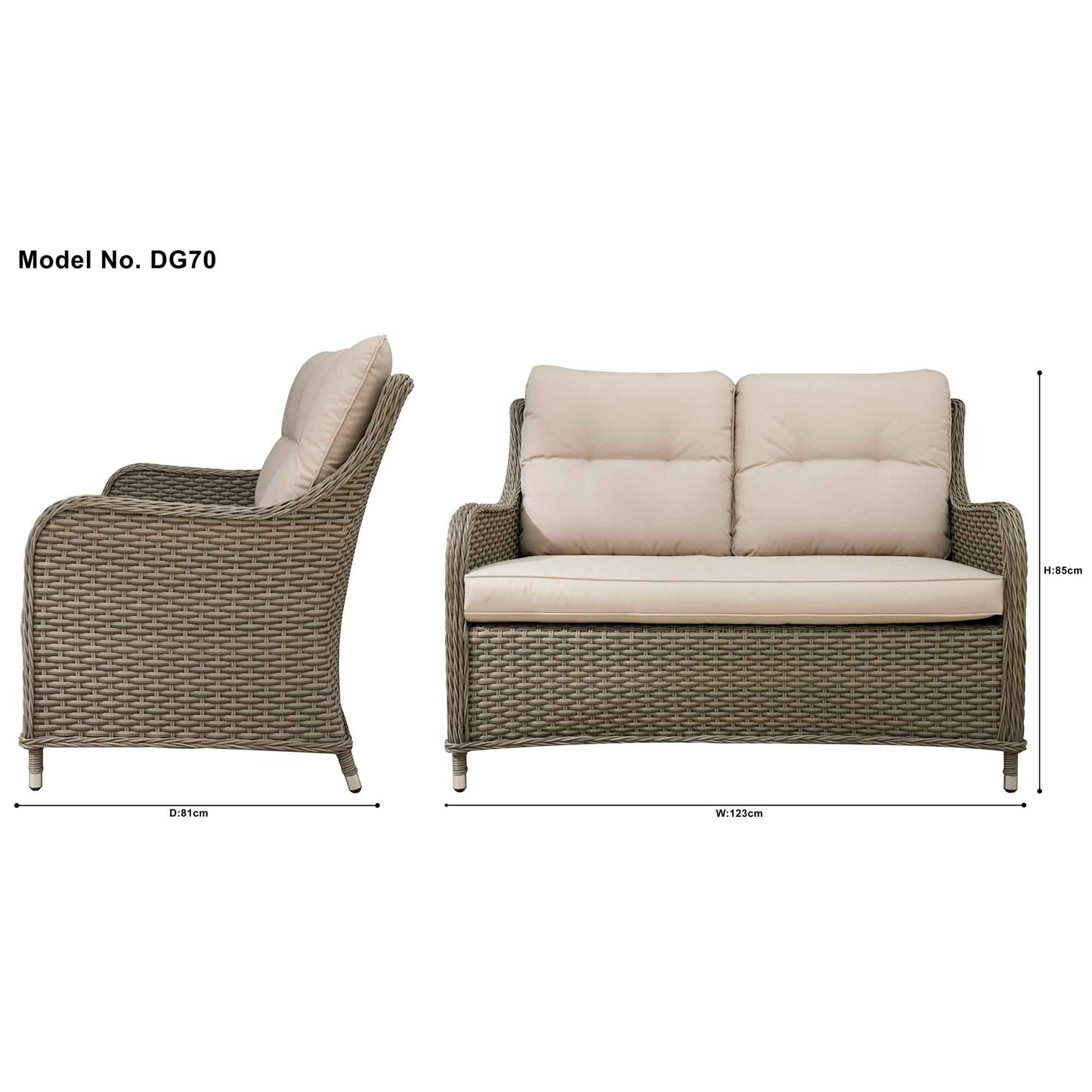 Dellonda Chester 2 Seater Rattan Outdoor Sofa