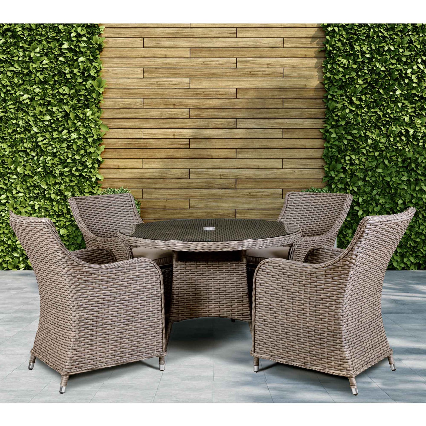 Dellonda Chester 4 Seater Rattan Outdoor Dining Set
