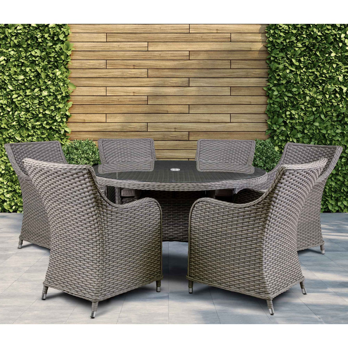 Dellonda Chester 6 Seater Rattan Outdoor Dining Set