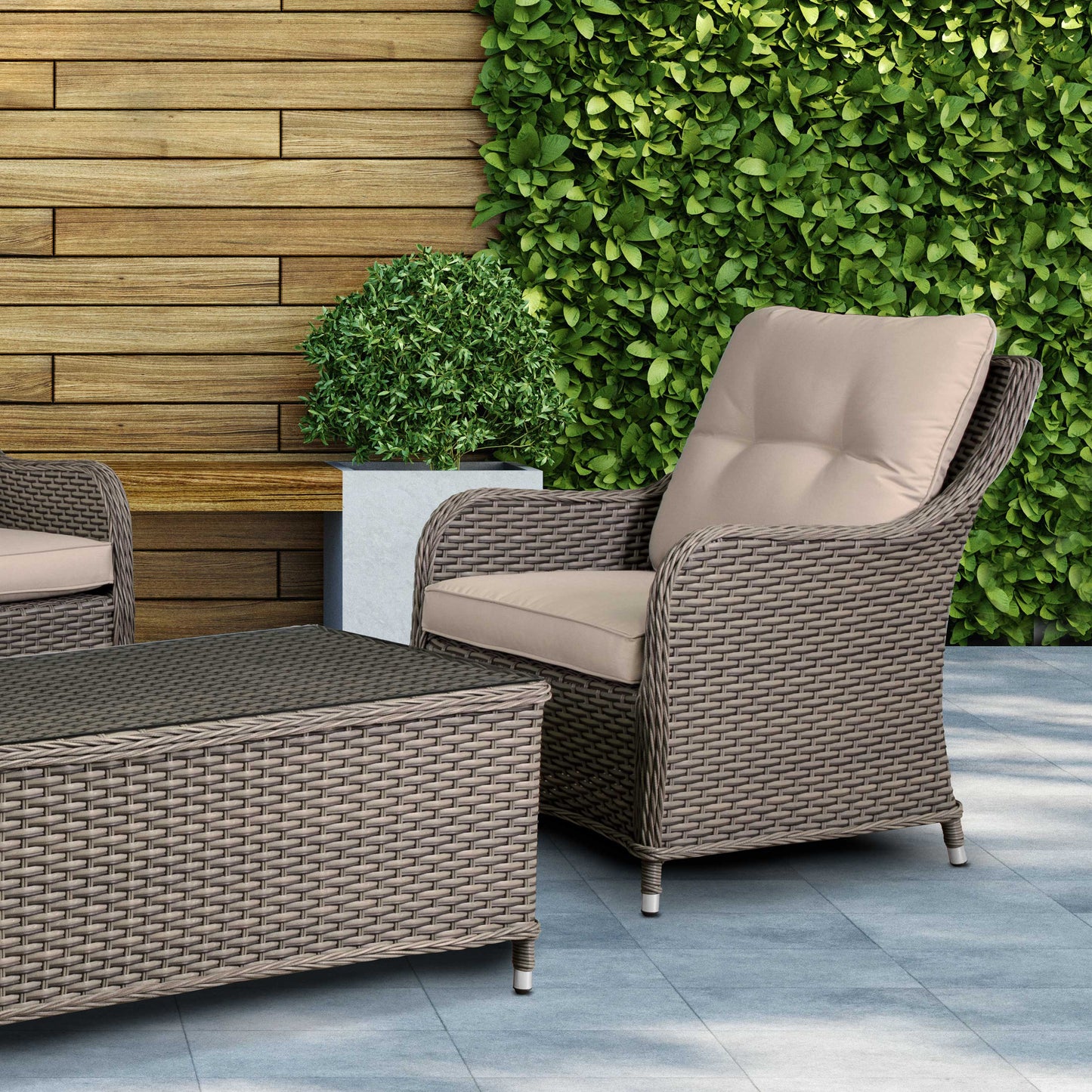 Dellonda Chester 4 Seater Rattan Outdoor Lounge Set