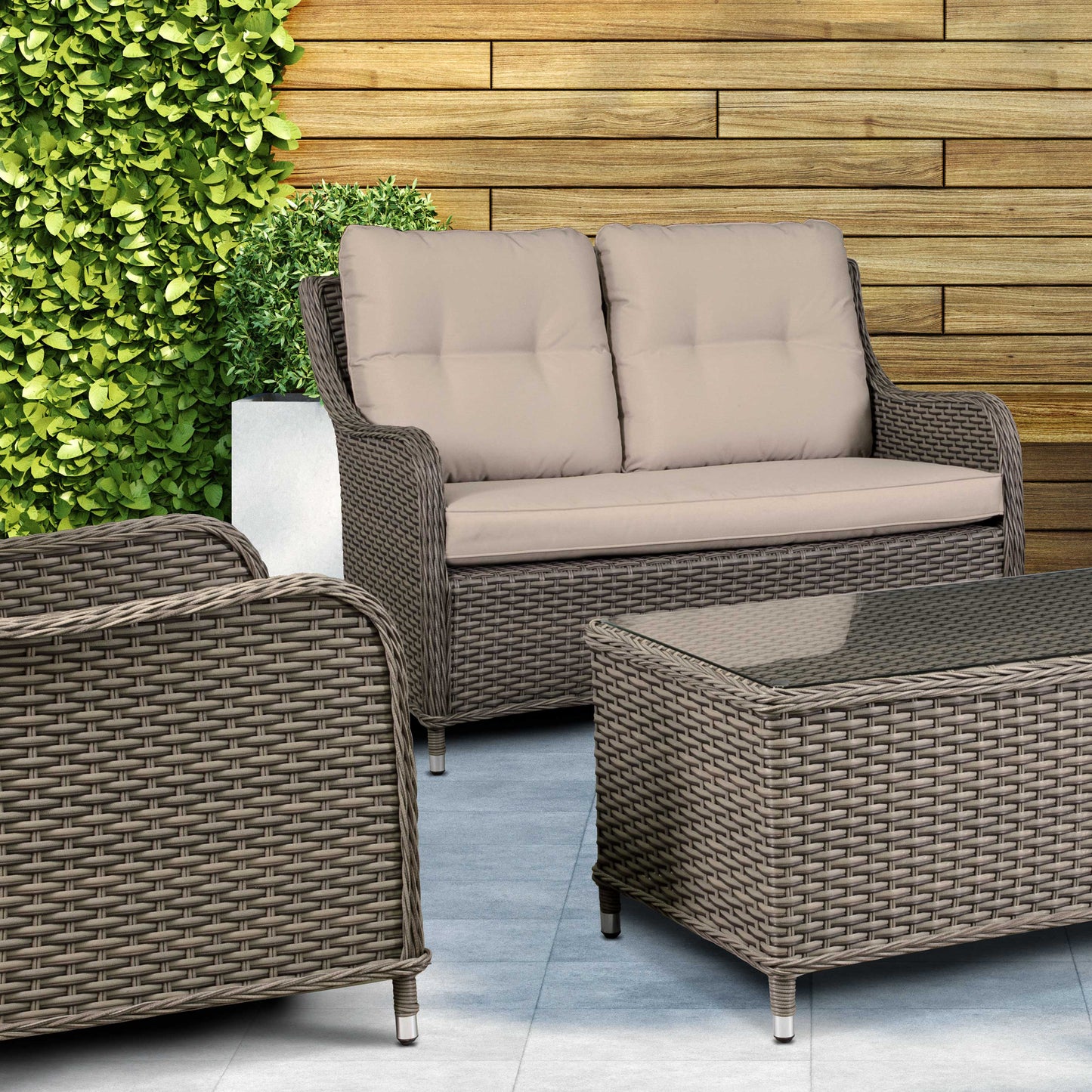Dellonda Chester 4 Seater Rattan Outdoor Lounge Set
