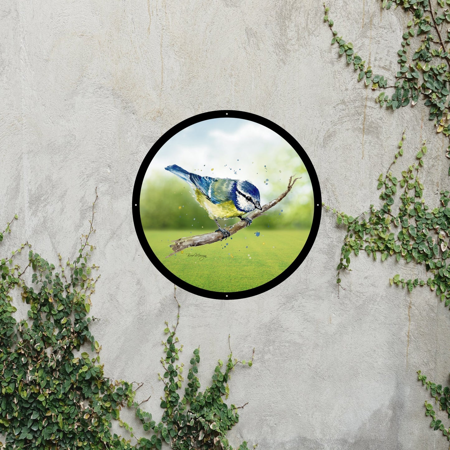 SunCatcher Garden Mirror Betty, the Blue Tit bird Illustrations by Bree Merryn - Hot Tub Shop