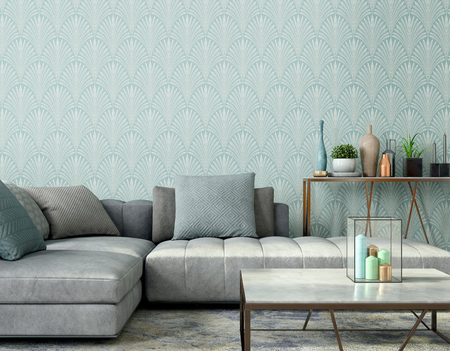 Hoopla Walls Leaf Fan Duck Egg Blue