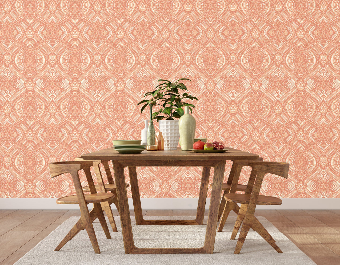Hoopla Walls Ogee Damask Orange - Hot Tub Shop