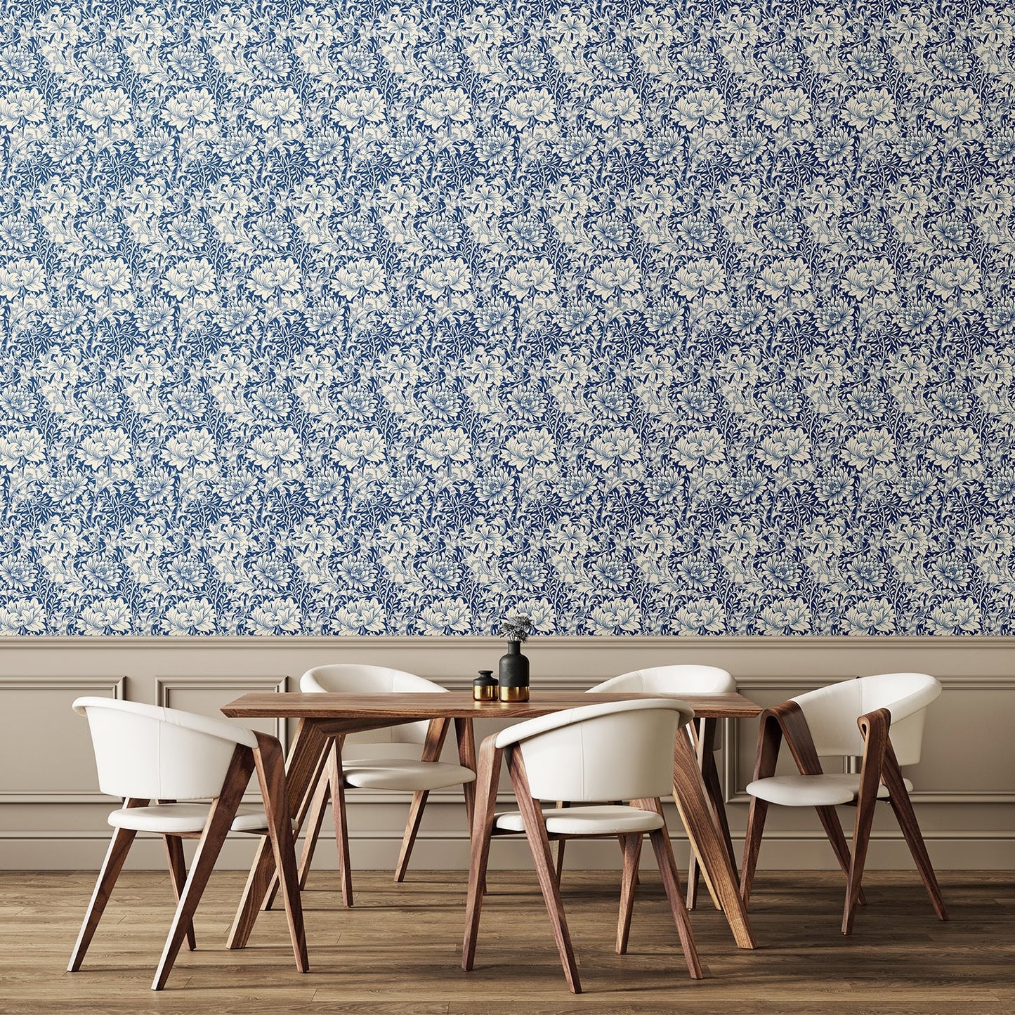 Hoopla Walls Chrysanthemum Indigo Blue