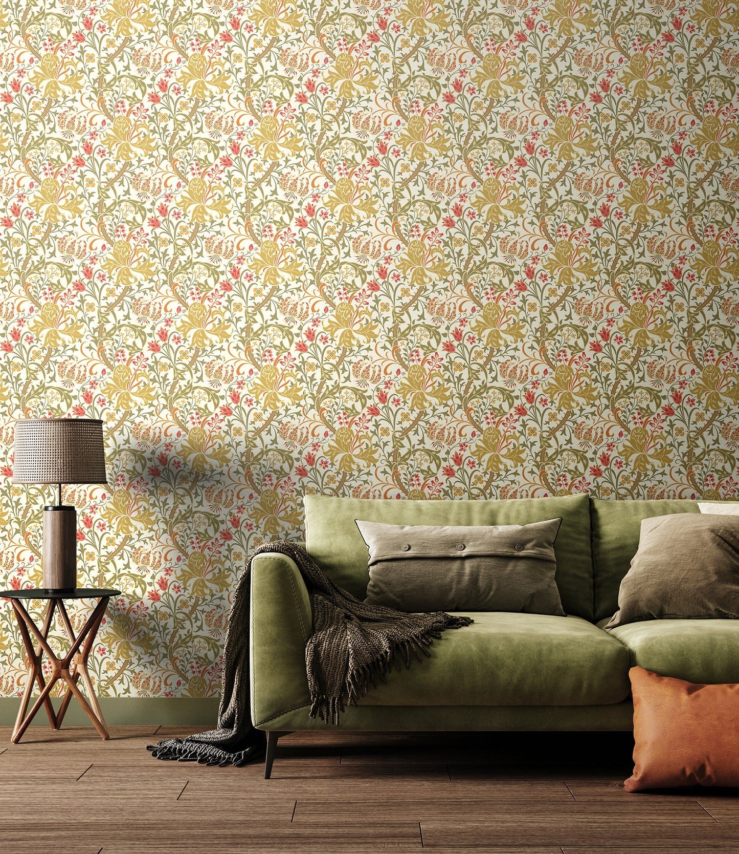 Hoopla Walls Lily Ogee Olive Green