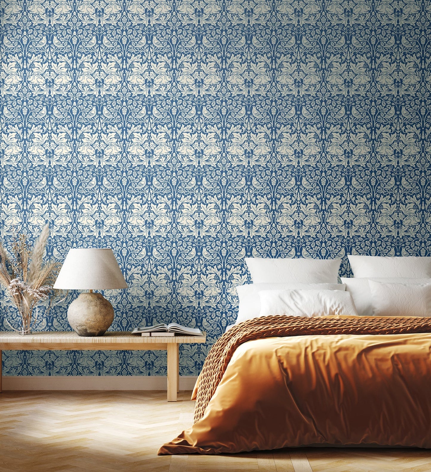 Hoopla Walls Forest Rabbit Navy Blue