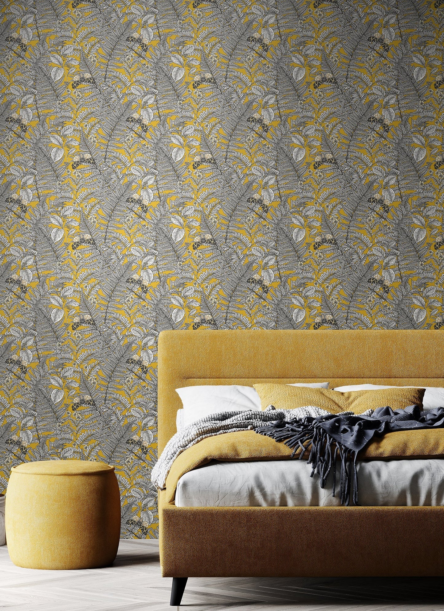 Hoopla Walls Wild Ferns Mustard