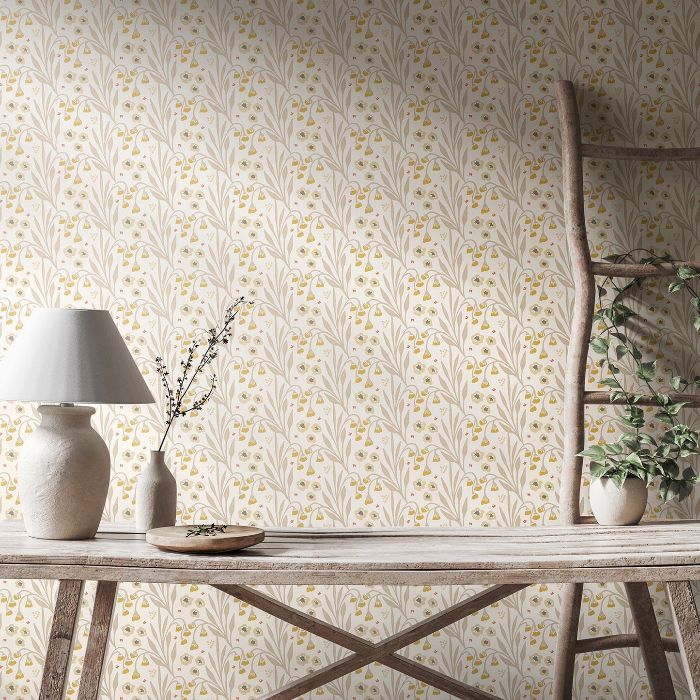 Hoopla Walls Meadow Stripe Ochre Stone
