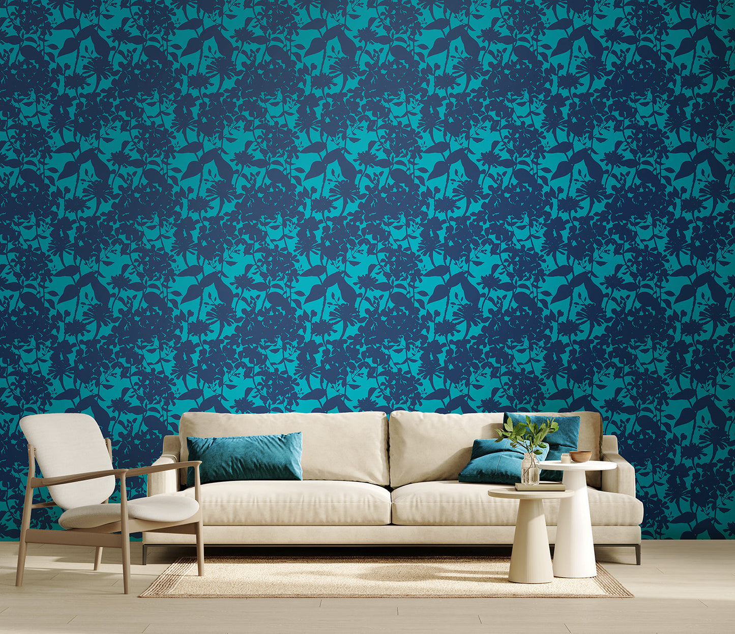 Hoopla Walls Summer Silhouette Ink Teal - Hot Tub Shop