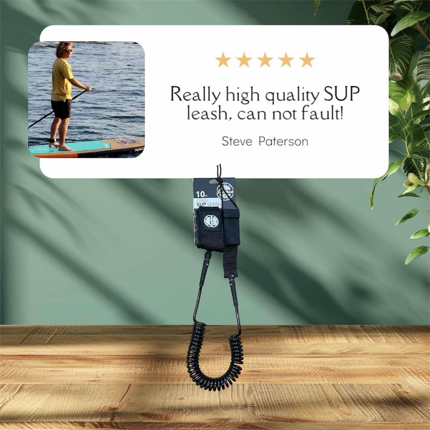 Coiled SUP Paddle Board Ankle Leash 10ft - Hot Tub Shop