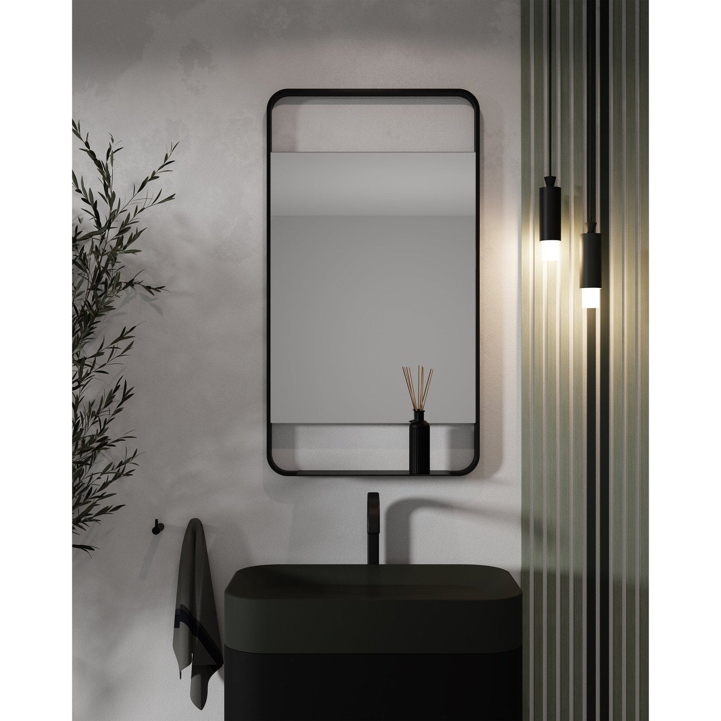 Origins Living Ludgate Mirror With Shelf 55x100cm Matt Black