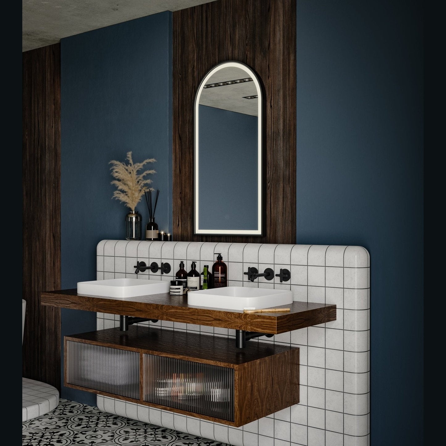 Origins Living Lomax Light Arch Mirror 40x80cm Brushed Brass - Hot Tub Shop