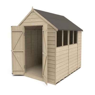4LIFE Overlap Pressure Treated Apex Shed Double Door - All Sizes - Hot Tub Shop