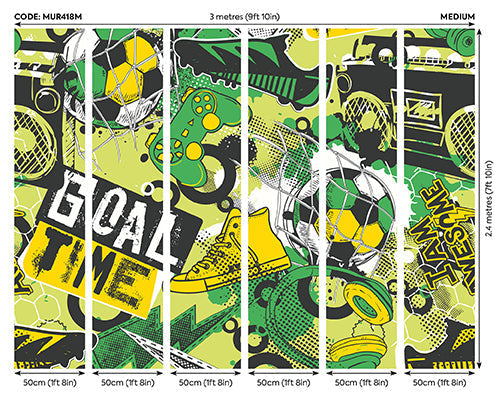 Origin Murals Games Splash Green Mix 300cm X 240cm
