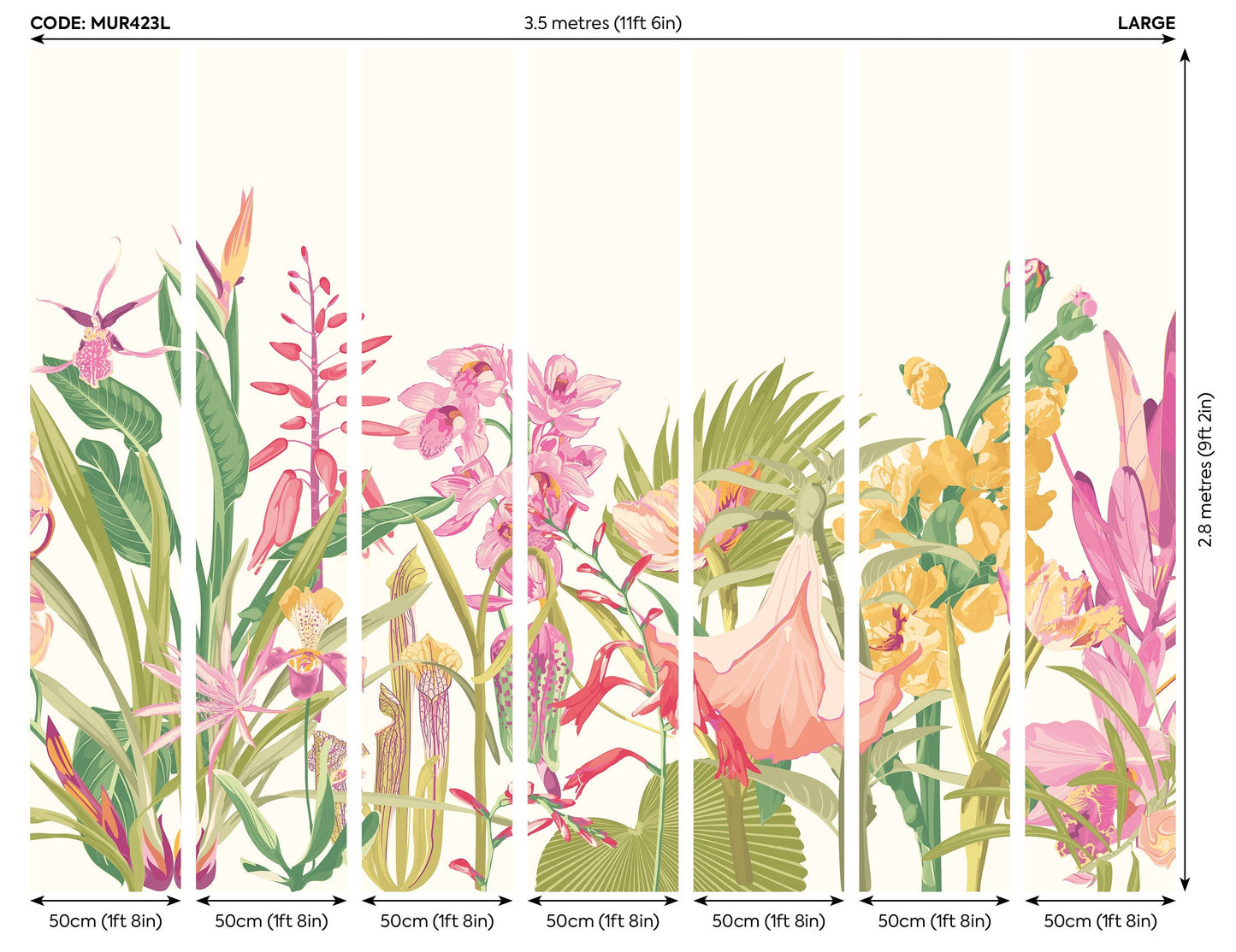 Origin Murals Tropical Foliage Rose Pink 350cm X 280cm