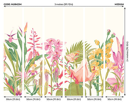 Origin Murals Tropical Foliage Rose Pink 300cm X 240cm - Hot Tub Shop