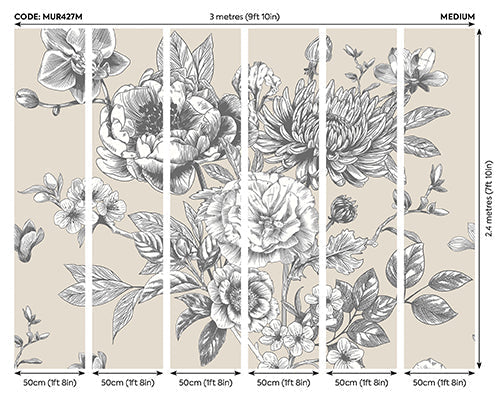 Origin Murals Rose Toile Stone 300cm X 240cm